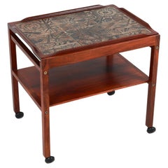 Severin Hansen Danish Rosewood Serving Cart w/ Royal Copenhagen Tiles C.1970's
