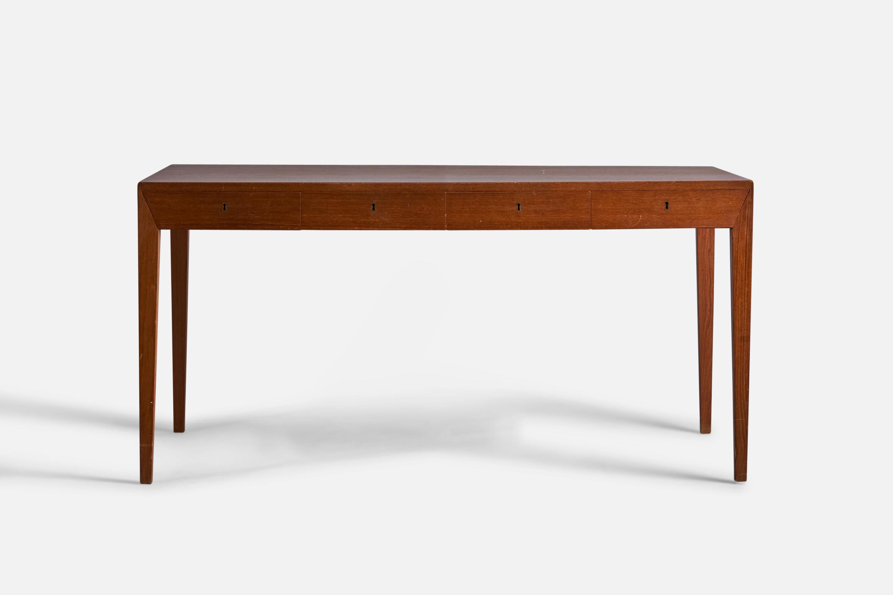 Severin Hansen, Desk, Teak, Brass, Denmark, 1960s For Sale 2