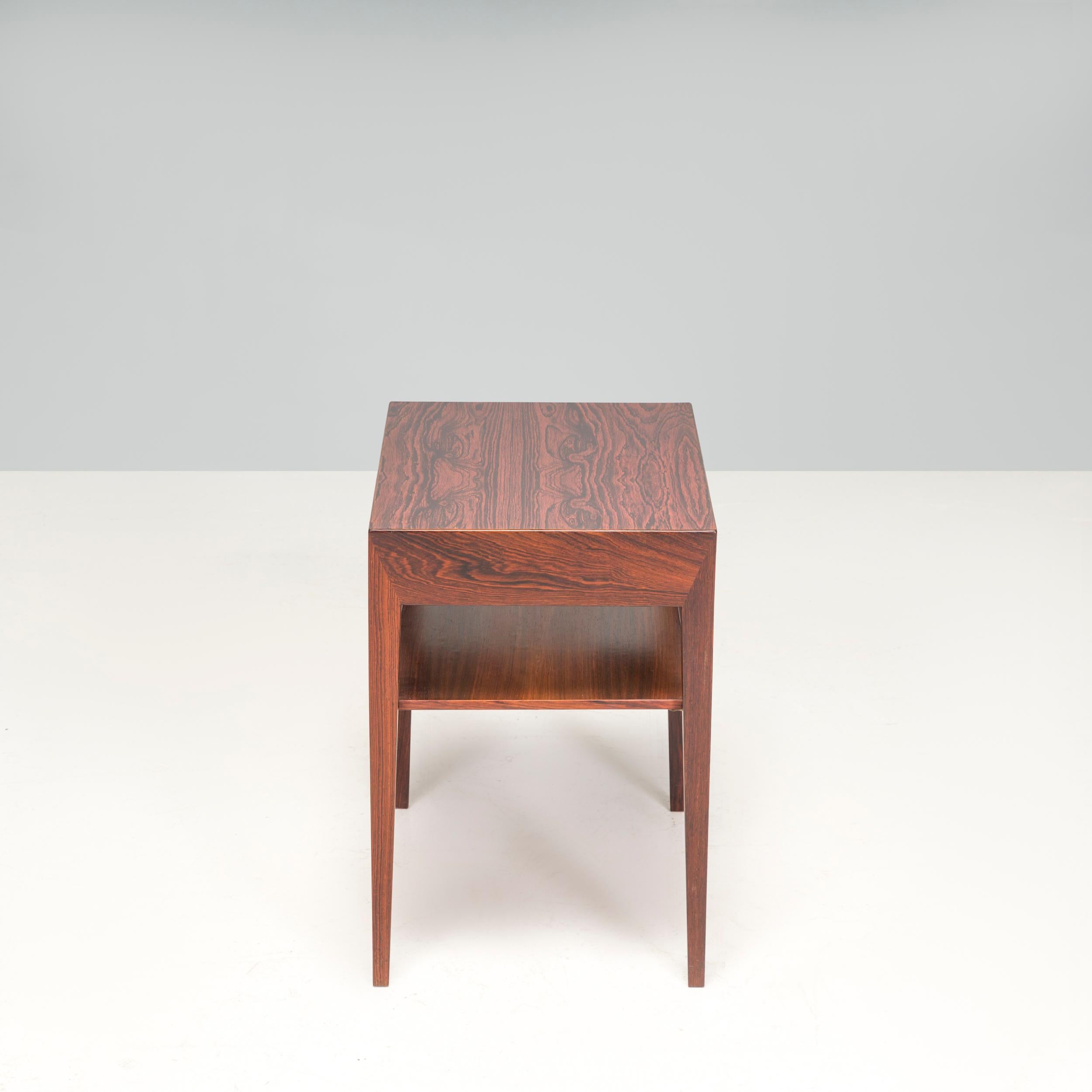 Danish Severin Hansen For Haslev Møbelsnedkeri Rosewood Side Table With Drawer, 1960s For Sale