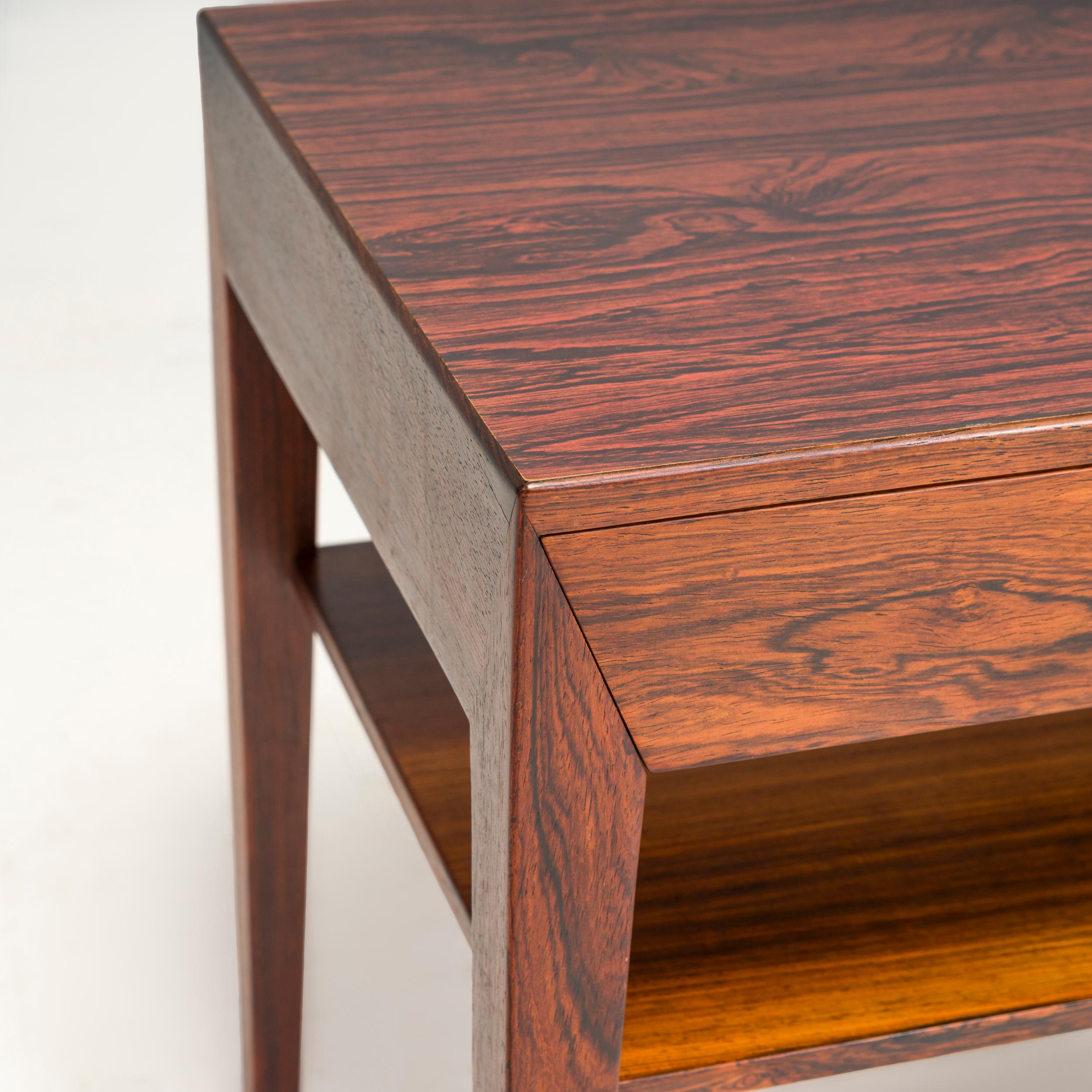 20th Century Severin Hansen For Haslev Møbelsnedkeri Rosewood Side Table With Drawer, 1960s For Sale
