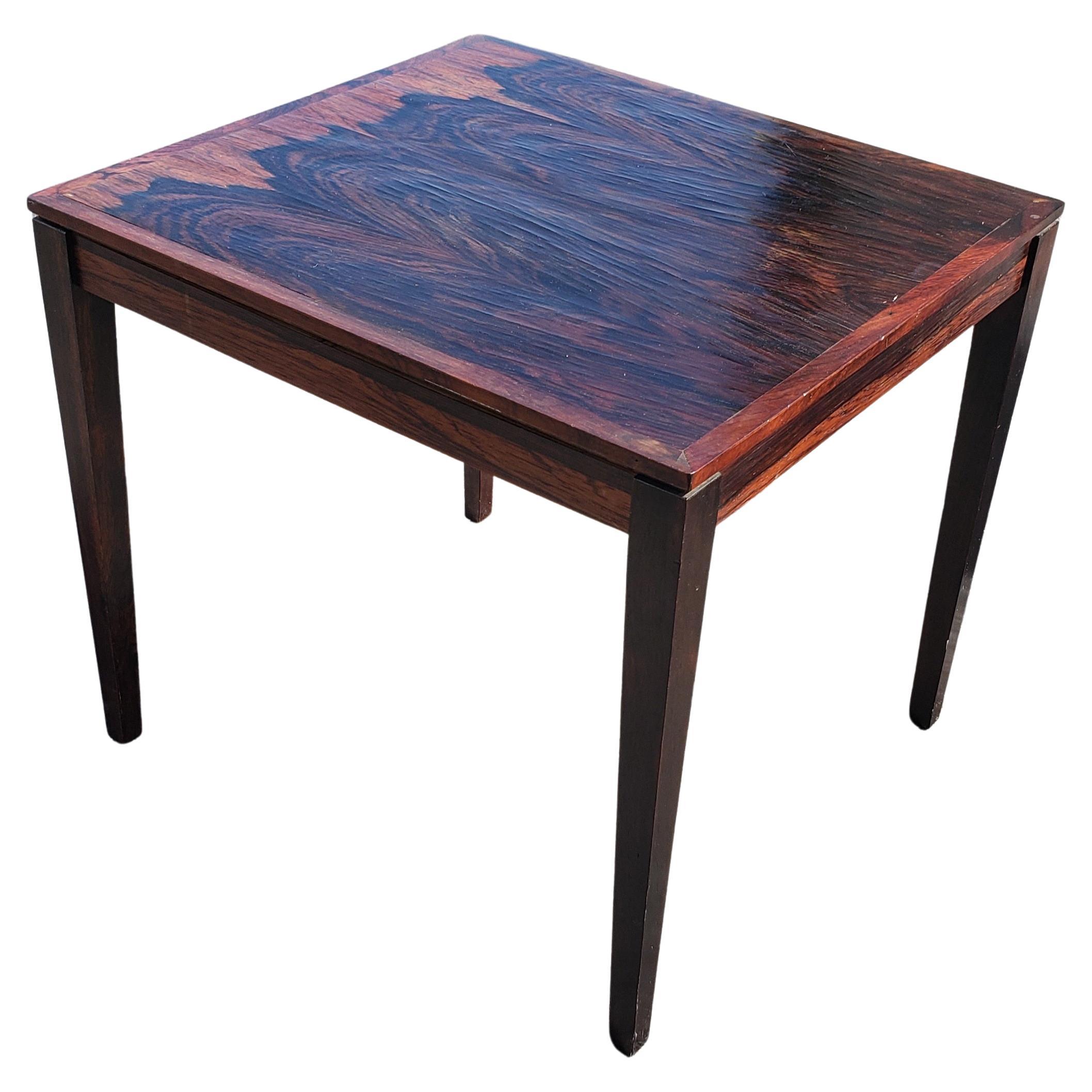 Severin Hansen for Haslev Midcentury Danish Modern Rosewood Side Table In Good Condition For Sale In Germantown, MD