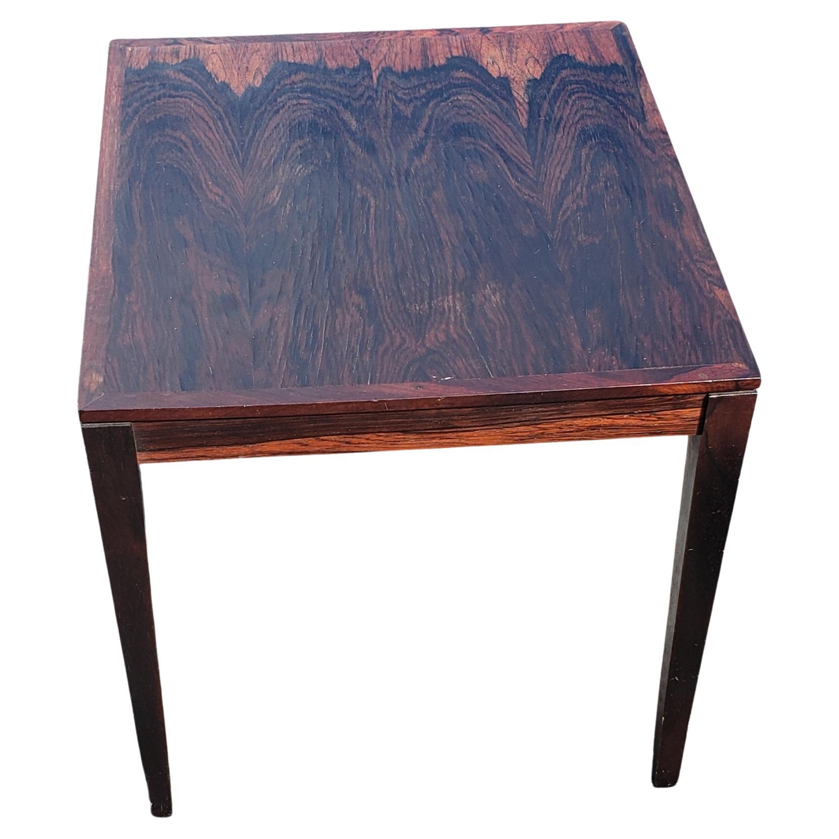 Severin Hansen for Haslev Midcentury Danish Modern Rosewood Side Table For Sale 1
