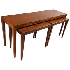 Used Severin Hansen Coffee Table with Nesting Tables for Haslev Brazilian Rosewood 