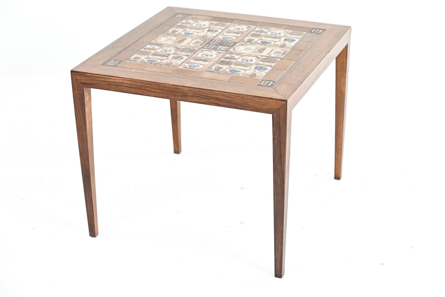 Mid-Century Modern Severin Hansen for Haslev Teak Table W/ Royal Copenhagen Tile Top