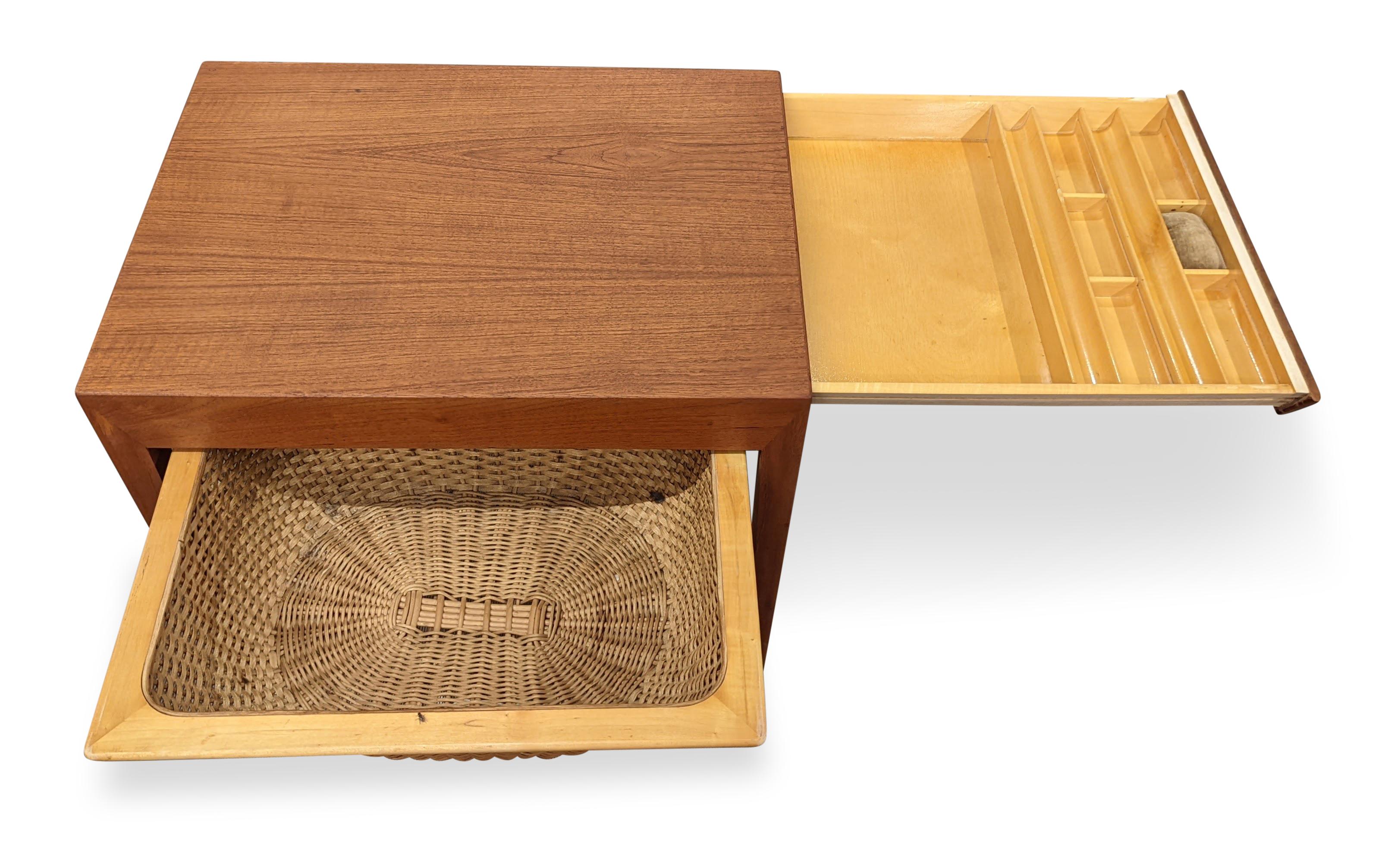 Mid-20th Century Severin Hansen Hasle Sewing and Yarn Teak Side Table Vintage Danish Mid-Century