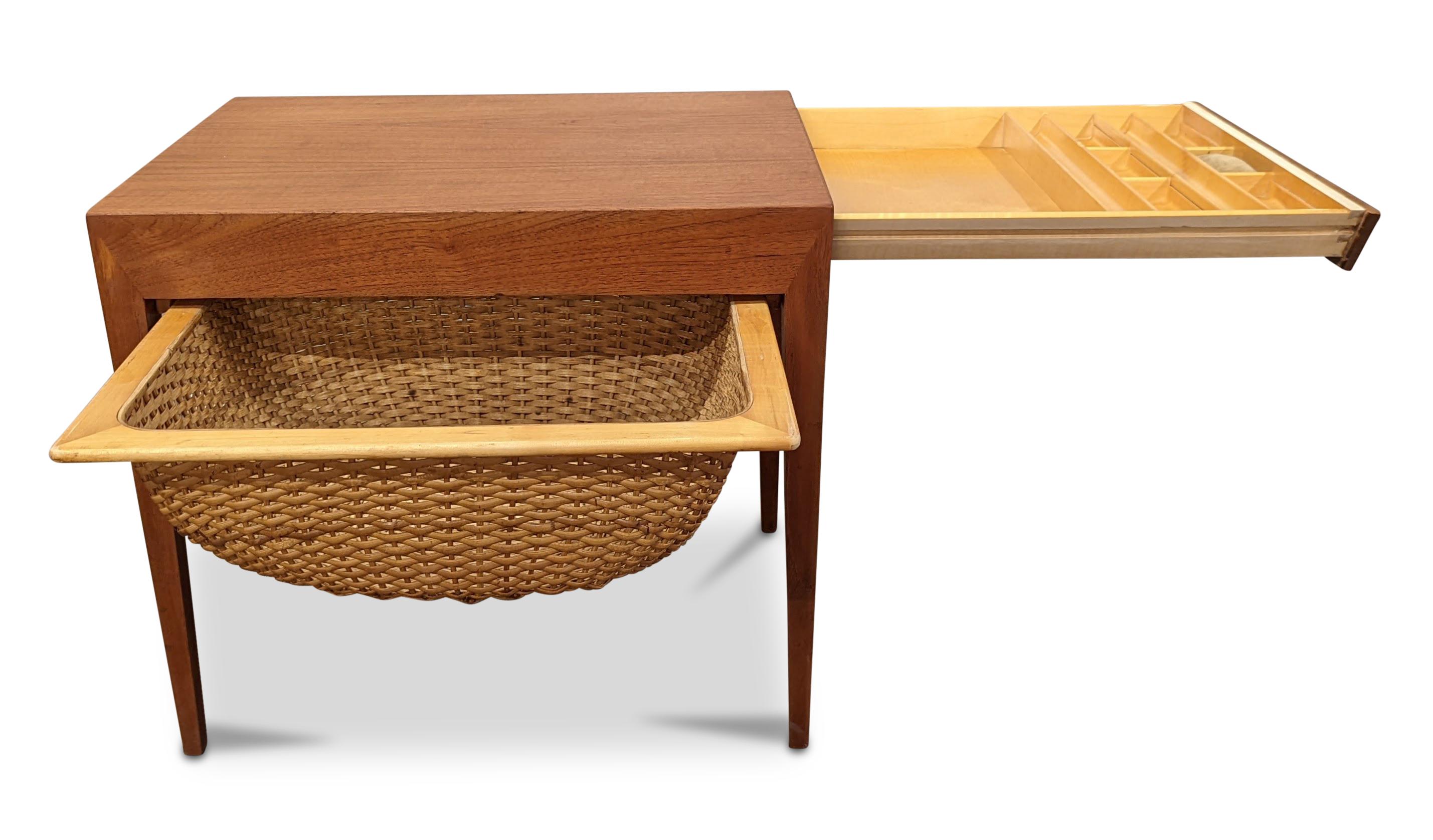 Severin Hansen Hasle Sewing and Yarn Teak Side Table Vintage Danish Mid-Century 1