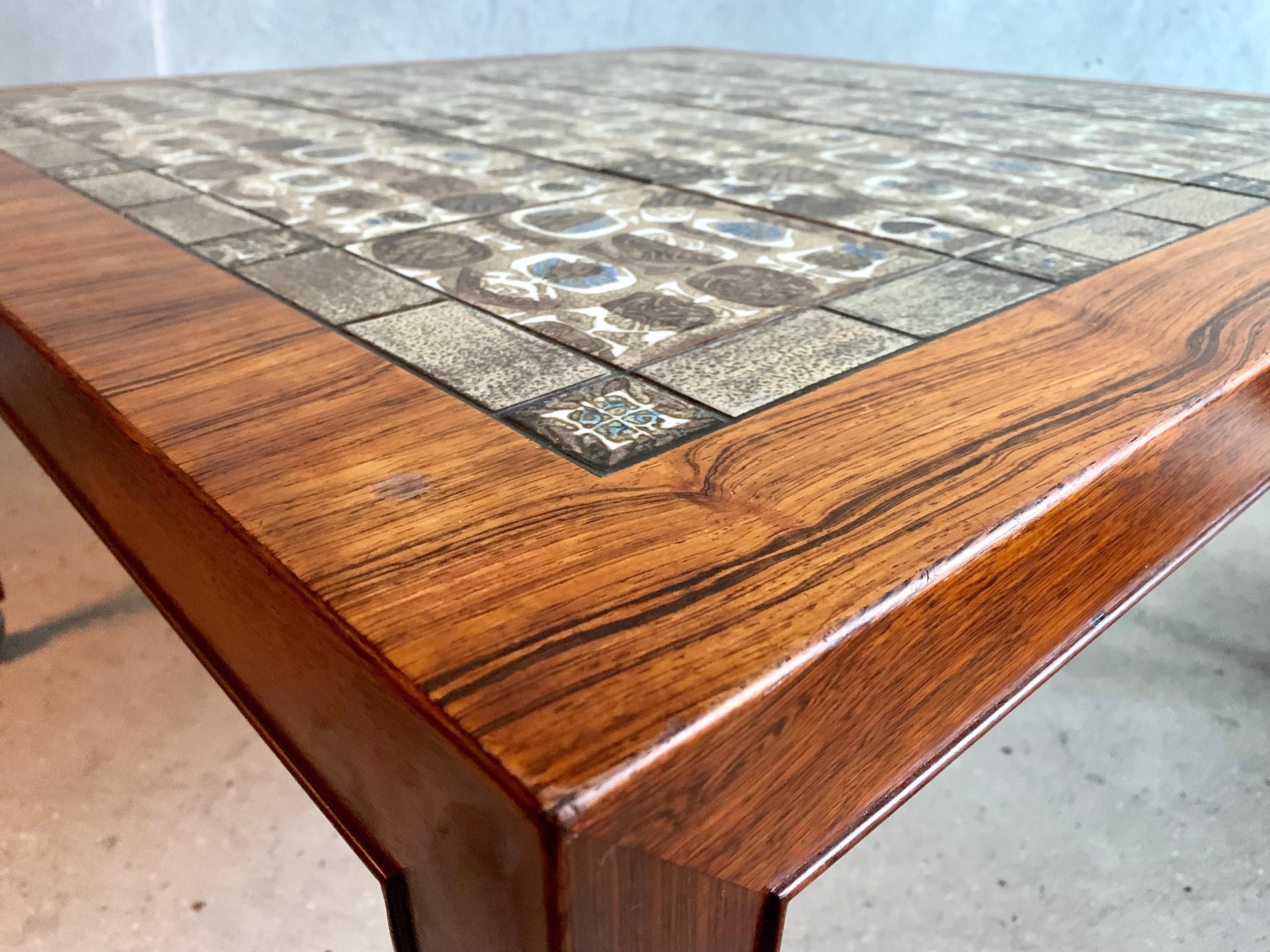 20th Century Severin Hansen Jr. Baca Tile Top Coffee Table in Rosewood