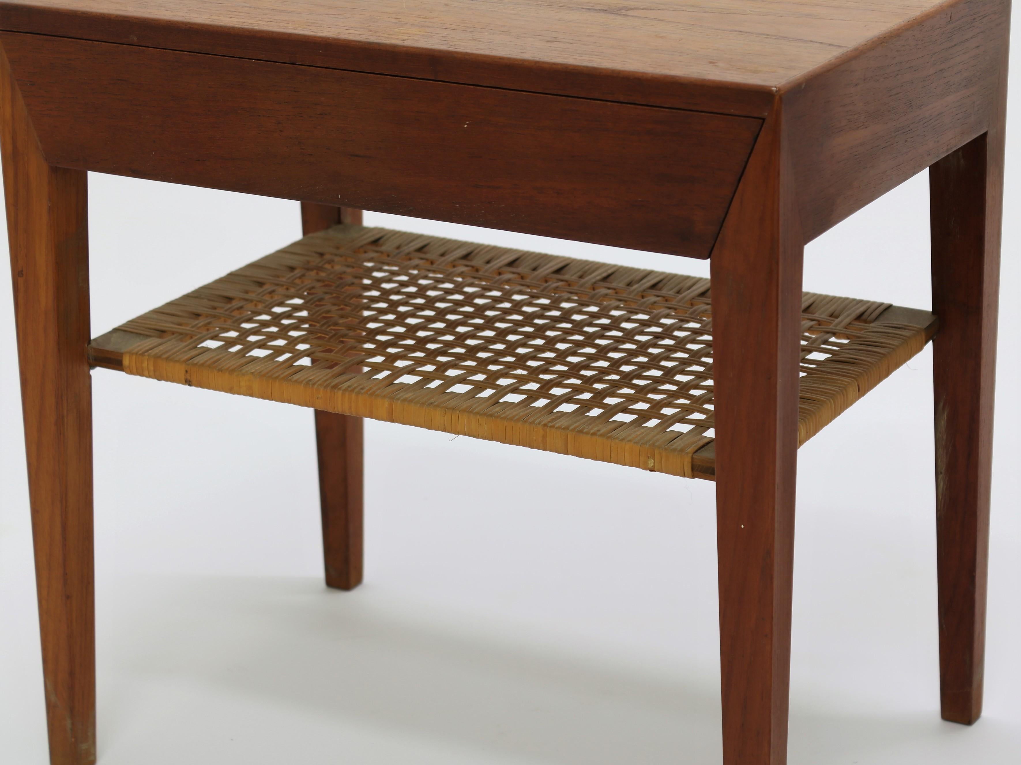 Severin Hansen Jr. for Haslev Side Tables in Teak and Cane In Good Condition In Odense, DK