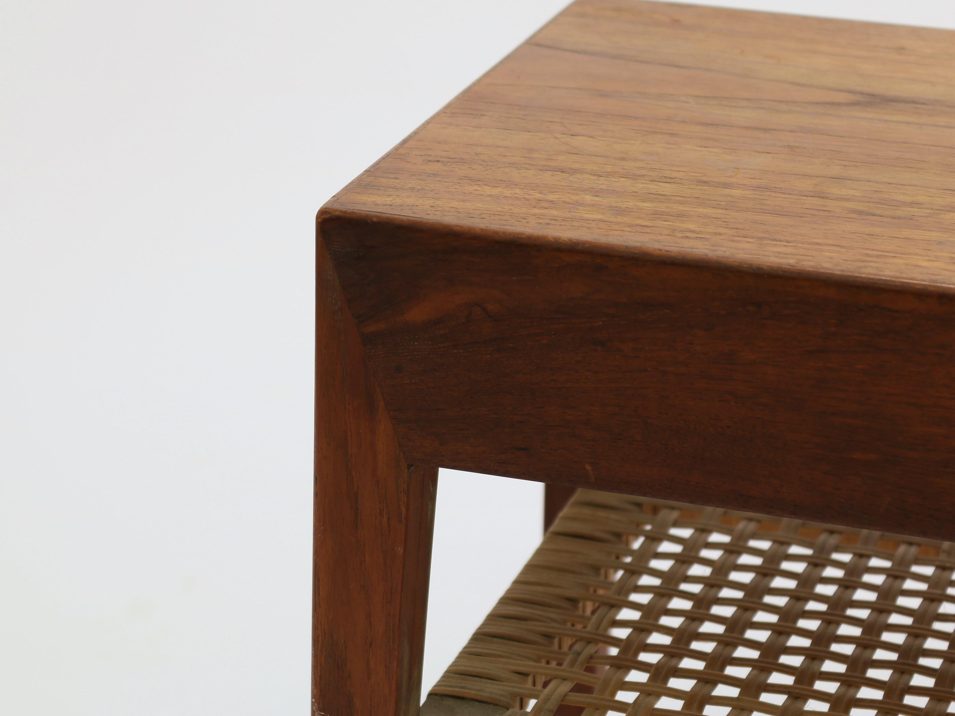 Mid-20th Century Severin Hansen Jr. for Haslev Side Tables in Teak and Cane