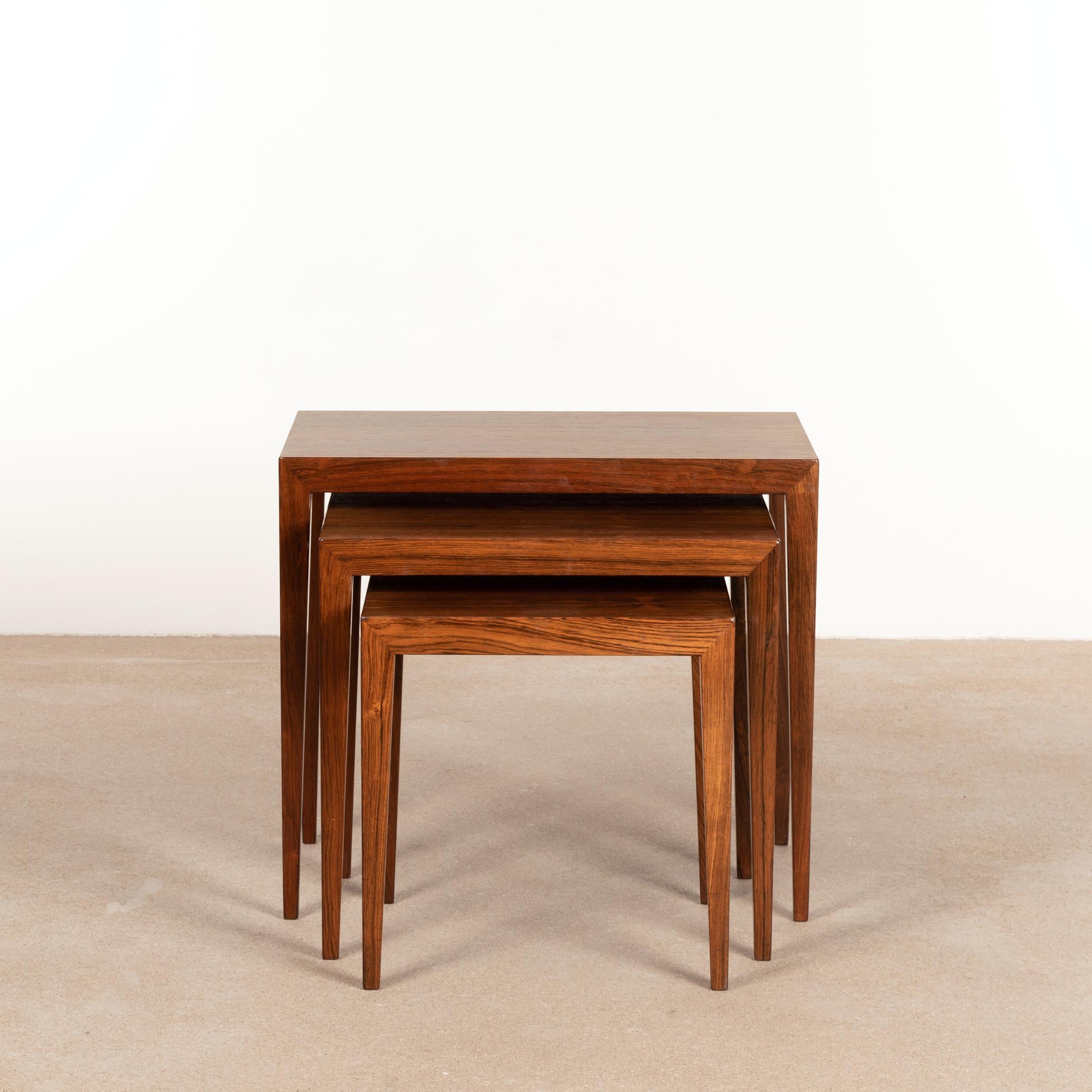 Scandinavian Modern Severin Hansen Jr. Nesting Tables in Rosewood for Haslev Møbelsnedskeri, Denmark