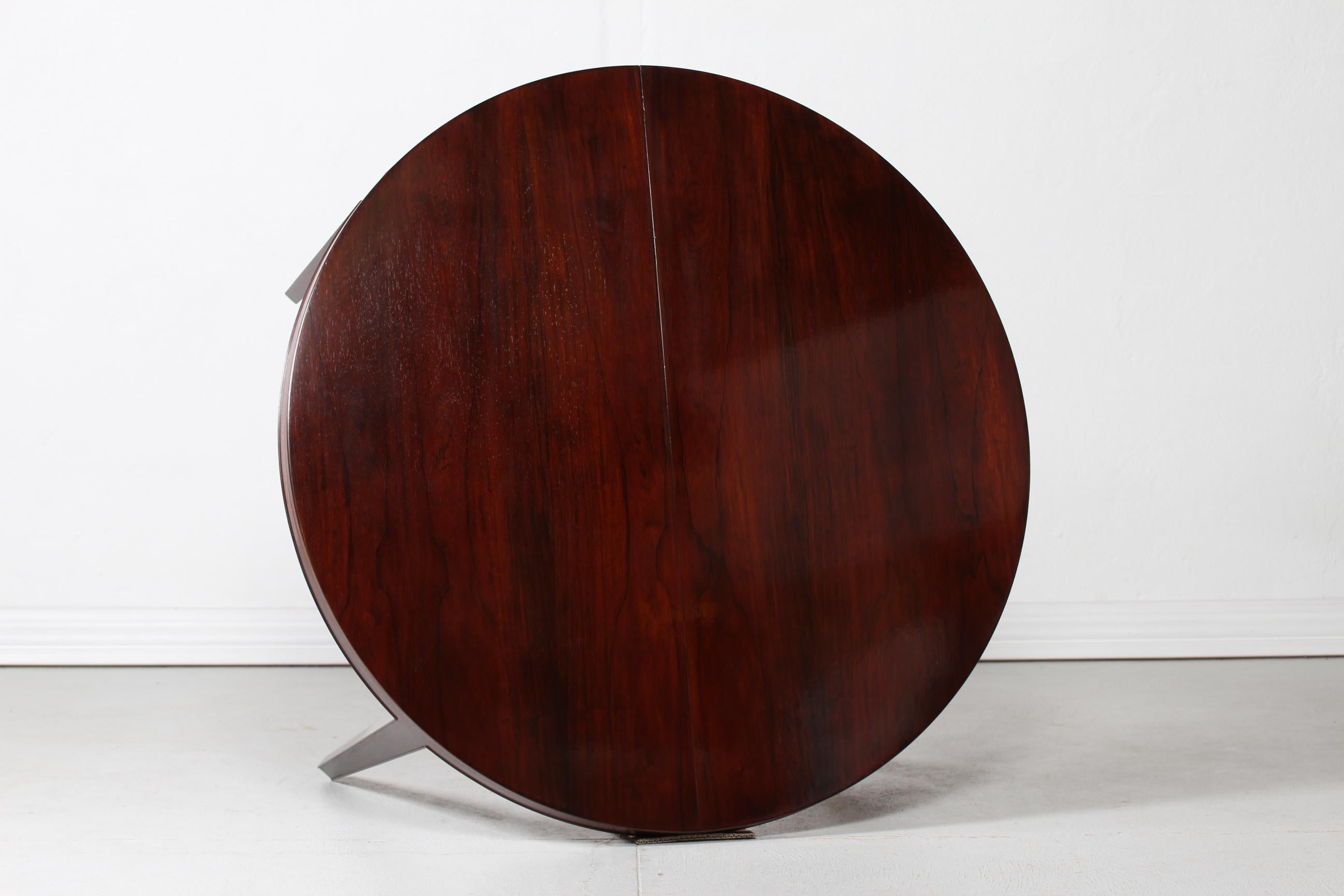 Severin Hansen Jr. Round Extendable Rosewood Dining Table by Haslev Møbler 1960 2