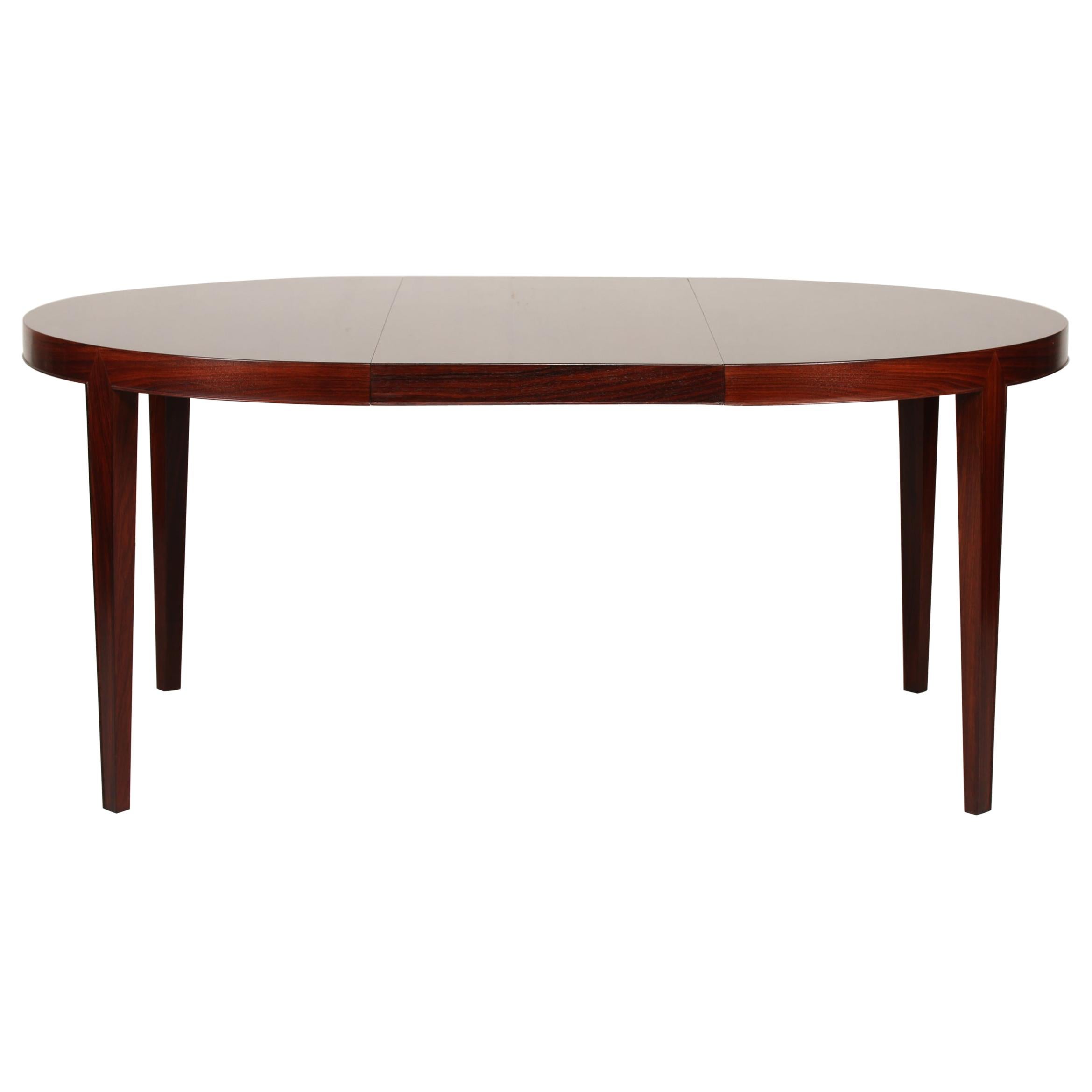 Severin Hansen Jr. Round Extendable Rosewood Dining Table by Haslev Møbler 1960