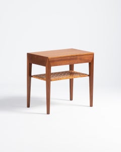 Severin Hansen Mahogany Nightstand with Cane Shelf c1950s