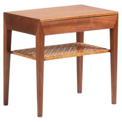 Severin Hansen Mahogany Nightstand with Cane Shelf c1950s