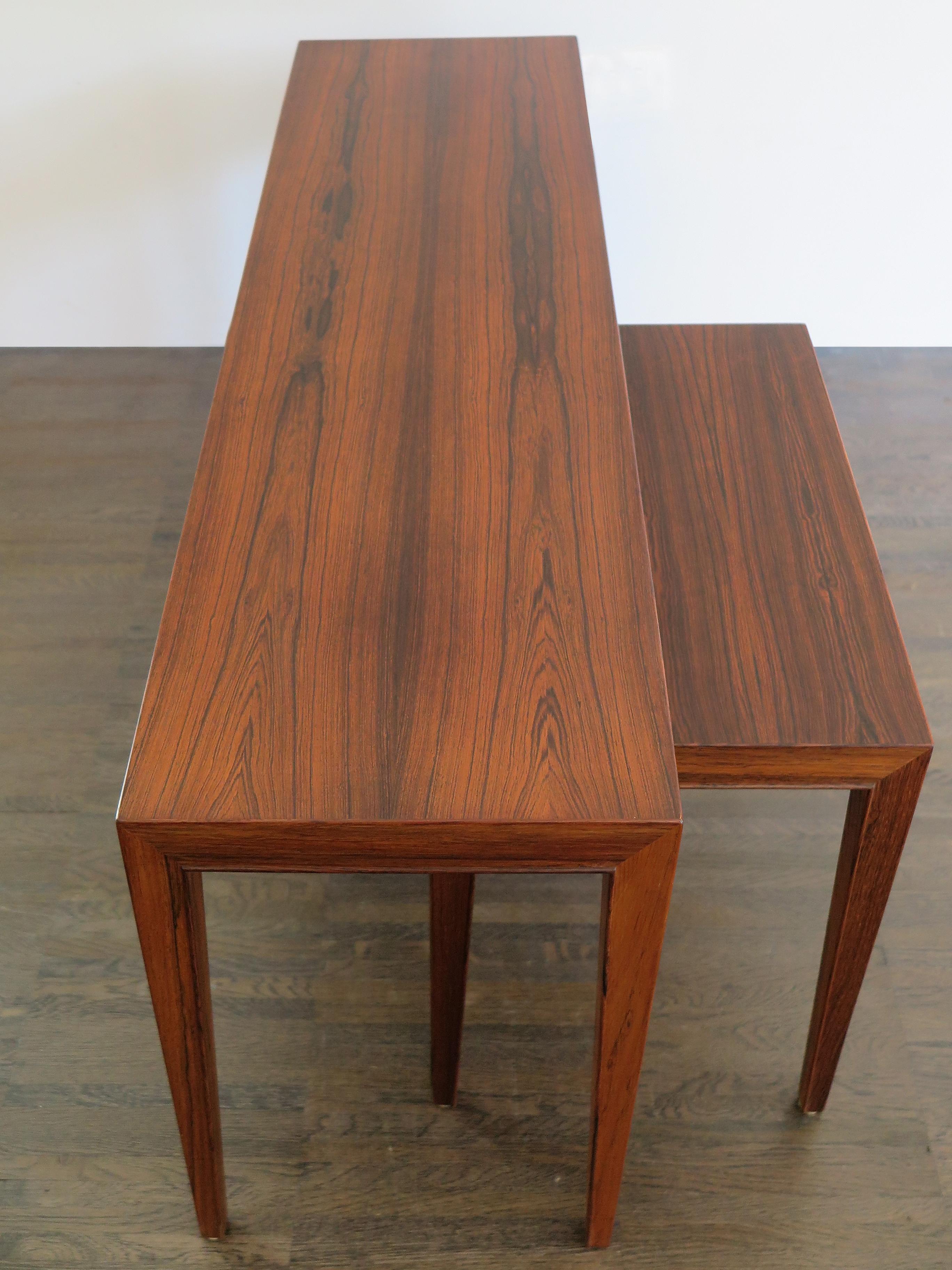Severin Hansen Midcentury Scandinavian Dark Wood Nesting Tables Set, 1960s In Good Condition In Reggio Emilia, IT
