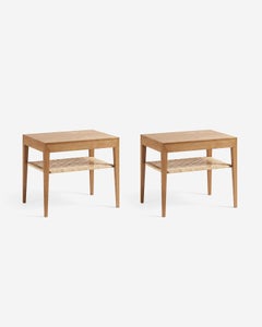 Severin Hansen Model 35 Oak Nightstands with Cane Shelf - New Edition