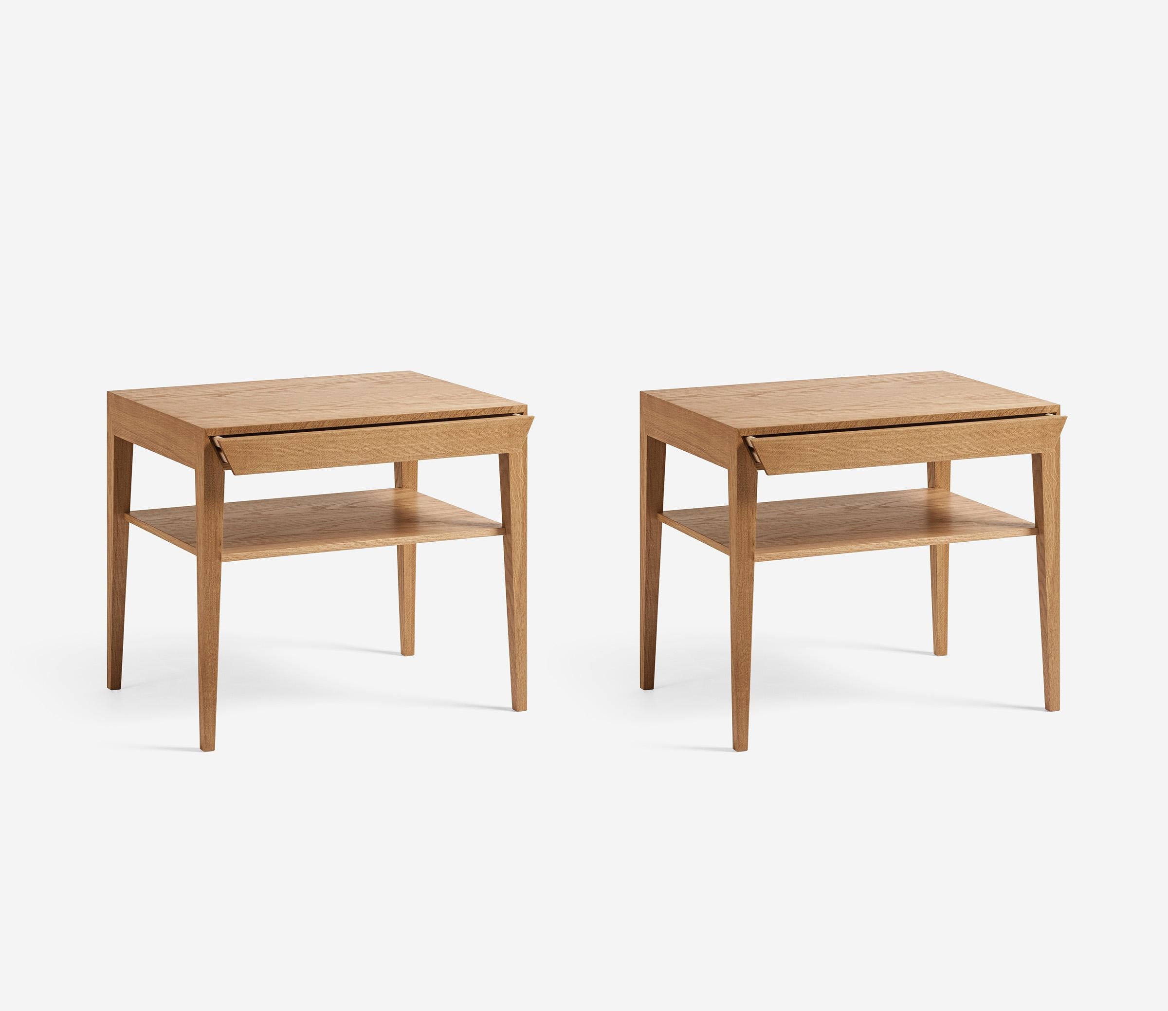 Scandinavian Modern Severin Hansen Model 35 Oak Nightstands with Wood Shelf - New Edition For Sale