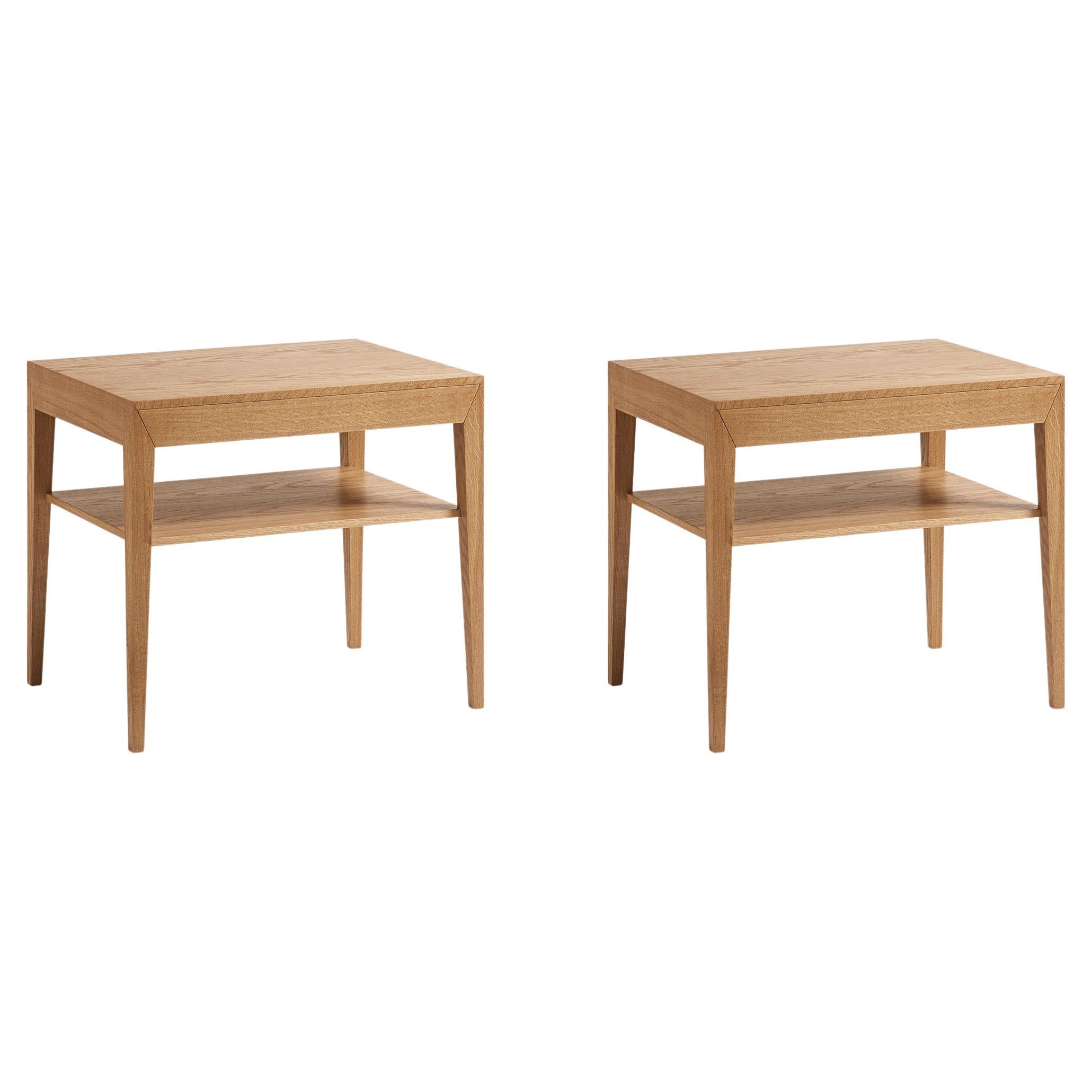 Severin Hansen Model 35 Oak Nightstands with Wood Shelf - New Edition For Sale
