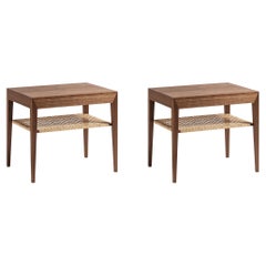 Severin Hansen Model 35 Walnut Nightstands with Cane Shelf - New Edition
