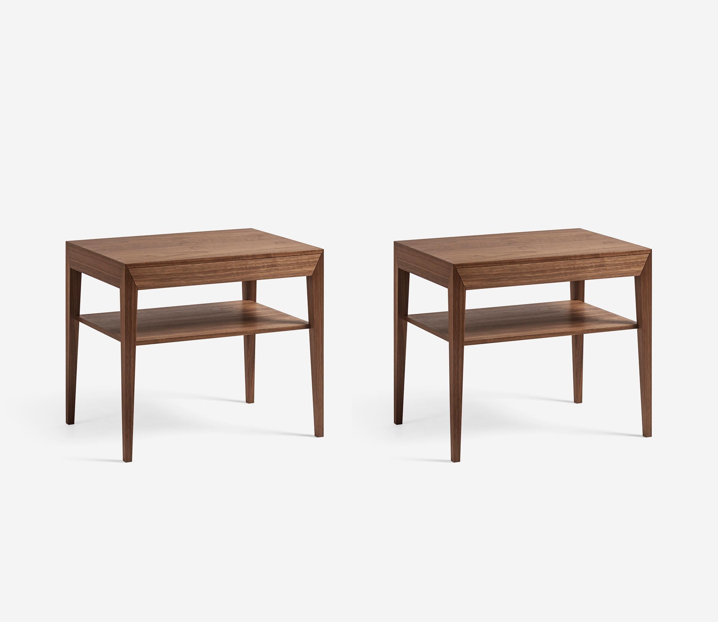 This classic design from Danish master Severin Hansen is one of the finest nightstands from the Scandinavian Modern period. The Model 35 was first designed and produced in 1958 in Denmark by Haslev Mobelsnedkeri. It is now re-launched under