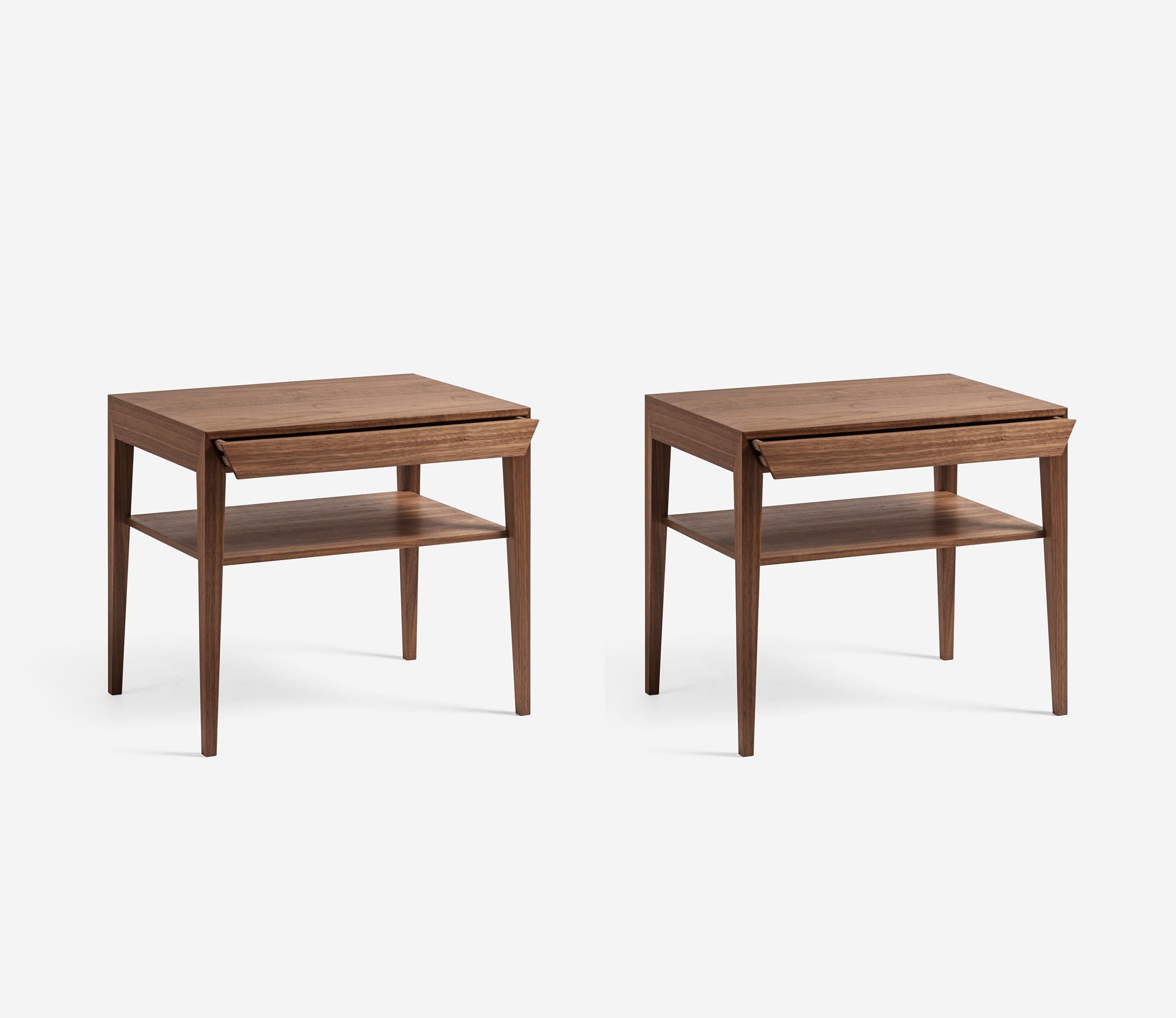 Scandinavian Modern Severin Hansen Model 35 Walnut Nightstands with Wood Shelf - New Edition For Sale