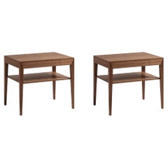 Severin Hansen Model 35 Walnut Nightstands with Wood Shelf - New Edition