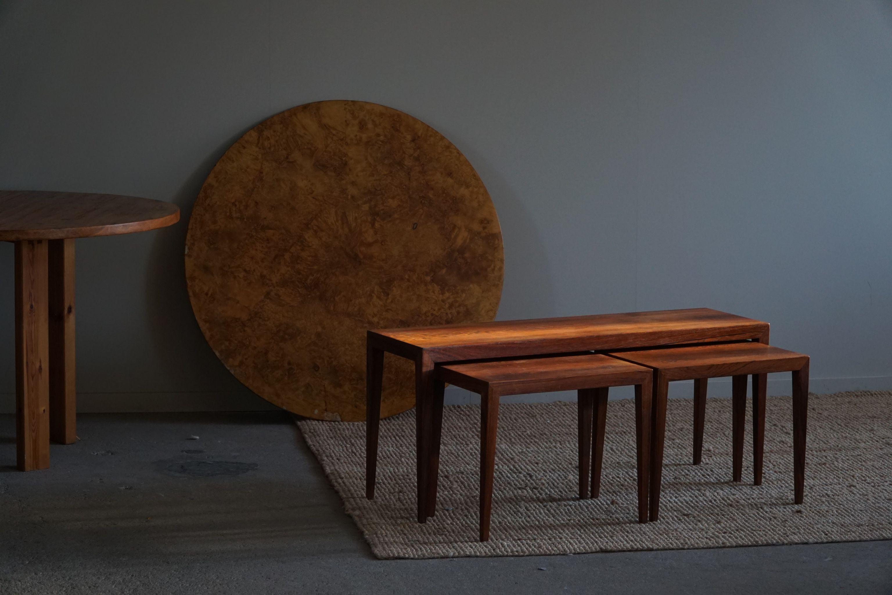 Scandinave moderne Severin Hansen, tables gigognes en bois de rose brésilien, danoises mi-siècle, années 1960 en vente