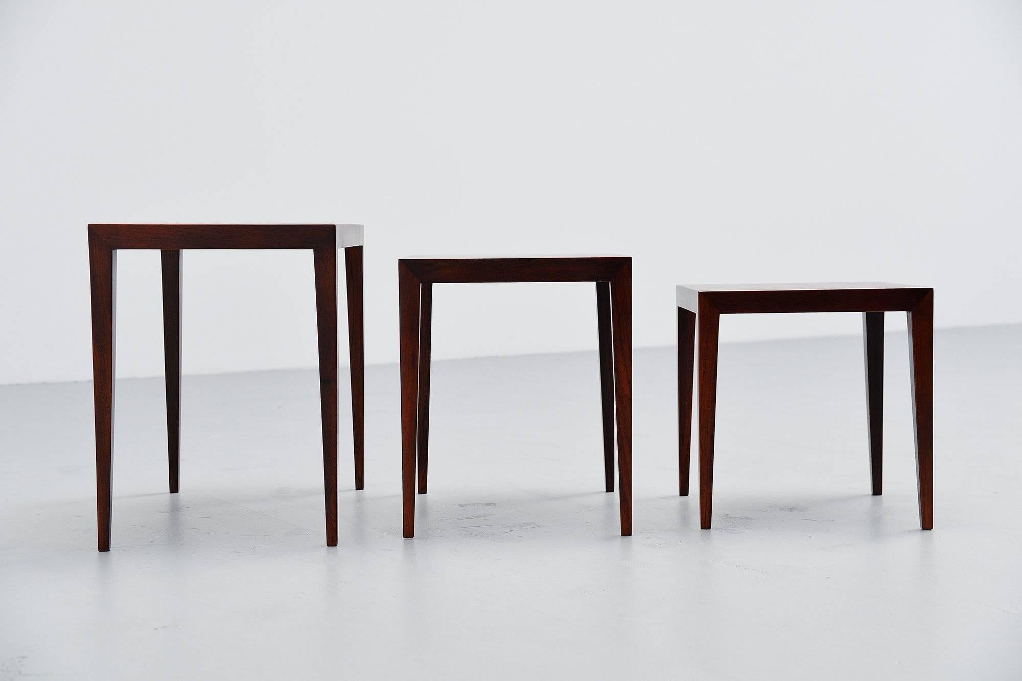 Severin Hansen Nesting Tables Rosewood Haslev Denmark, 1960 In Excellent Condition In Roosendaal, Noord Brabant