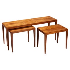 Severin Hansen set de 3 tables gigognes en teck Haslev Danemark 1960