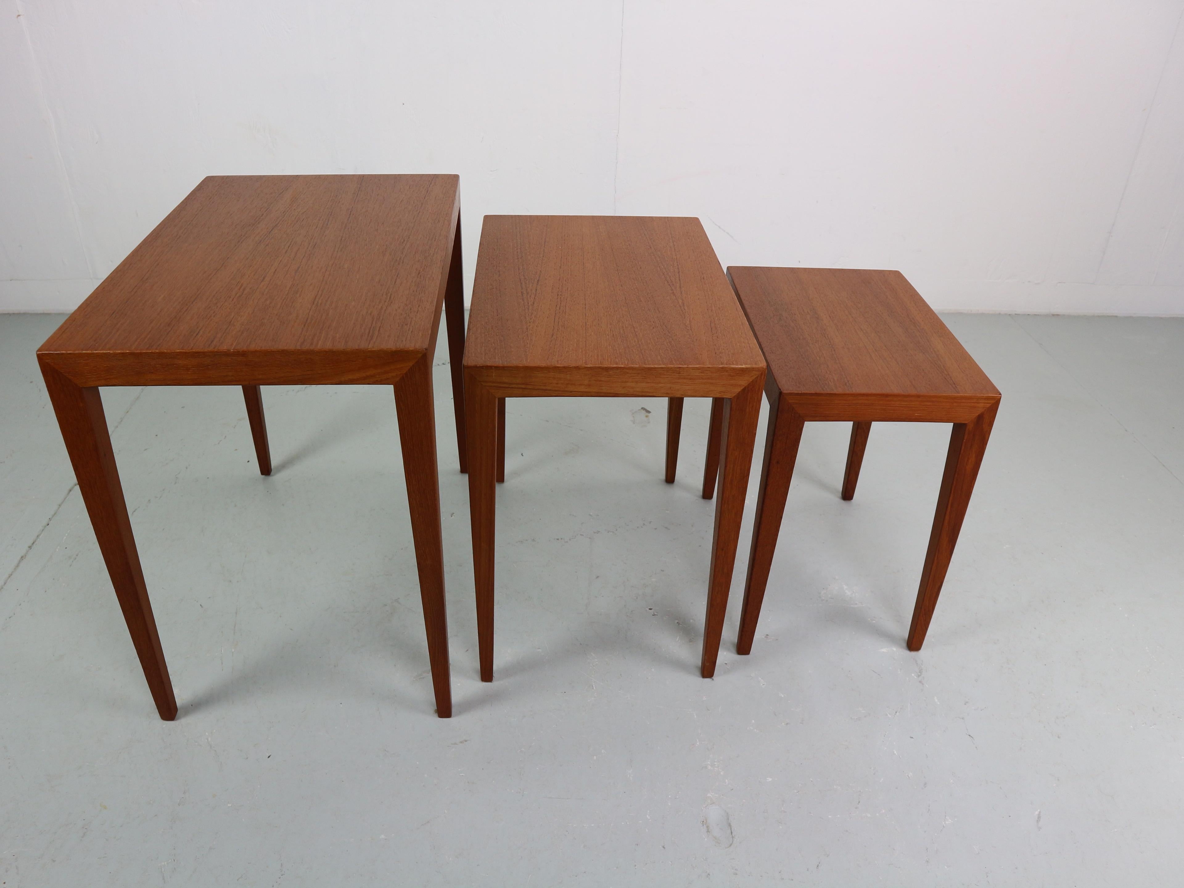 Severin Hansen Nesting Tables Teak Wood Haslev Denmark, 1960 For Sale 3