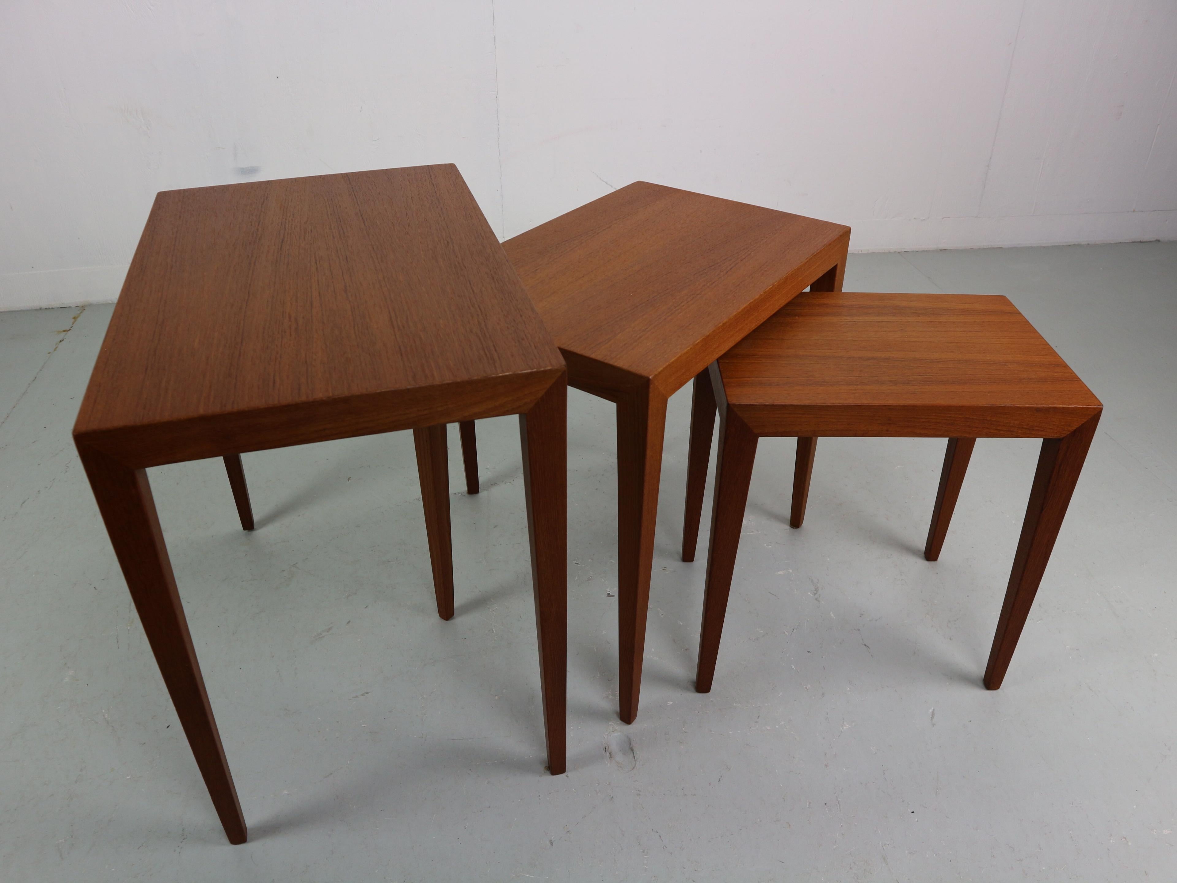 Severin Hansen Nesting Tables Teak Wood Haslev Denmark, 1960 For Sale 7