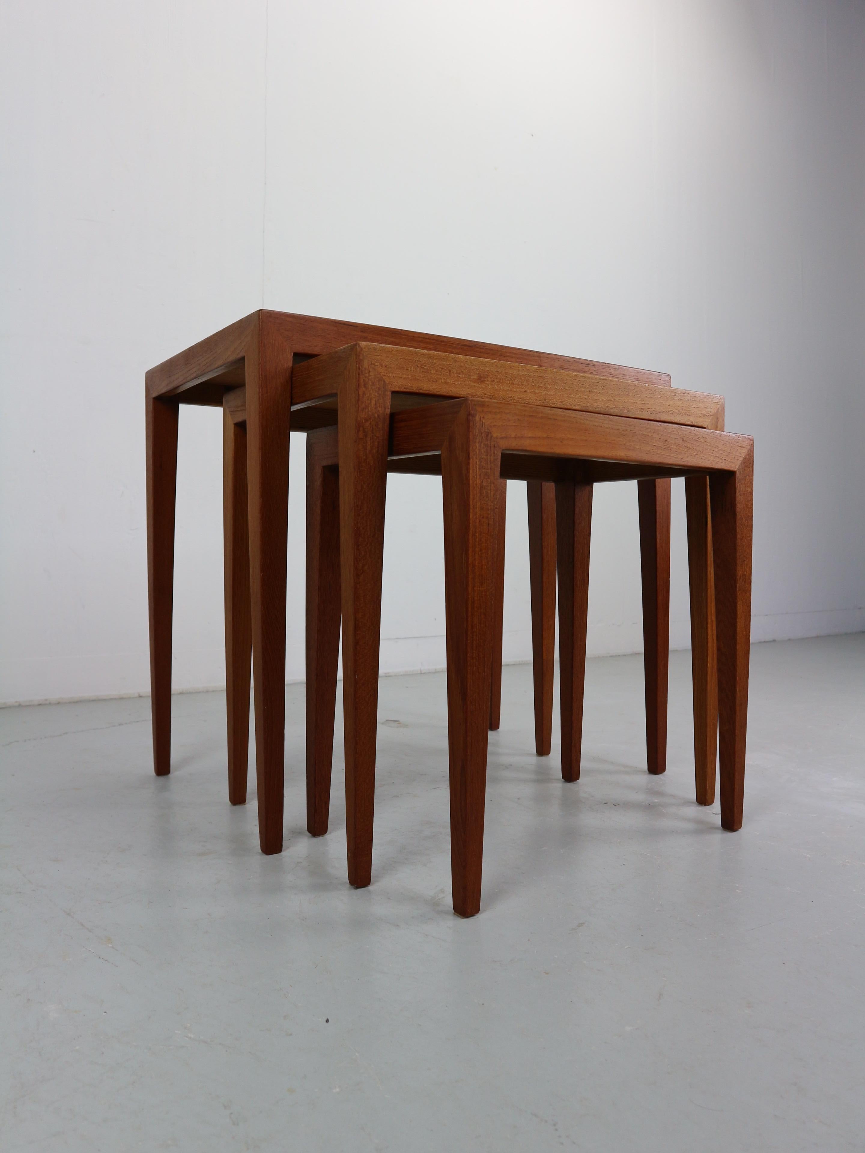 Danish Severin Hansen Nesting Tables Teak Wood Haslev Denmark, 1960 For Sale