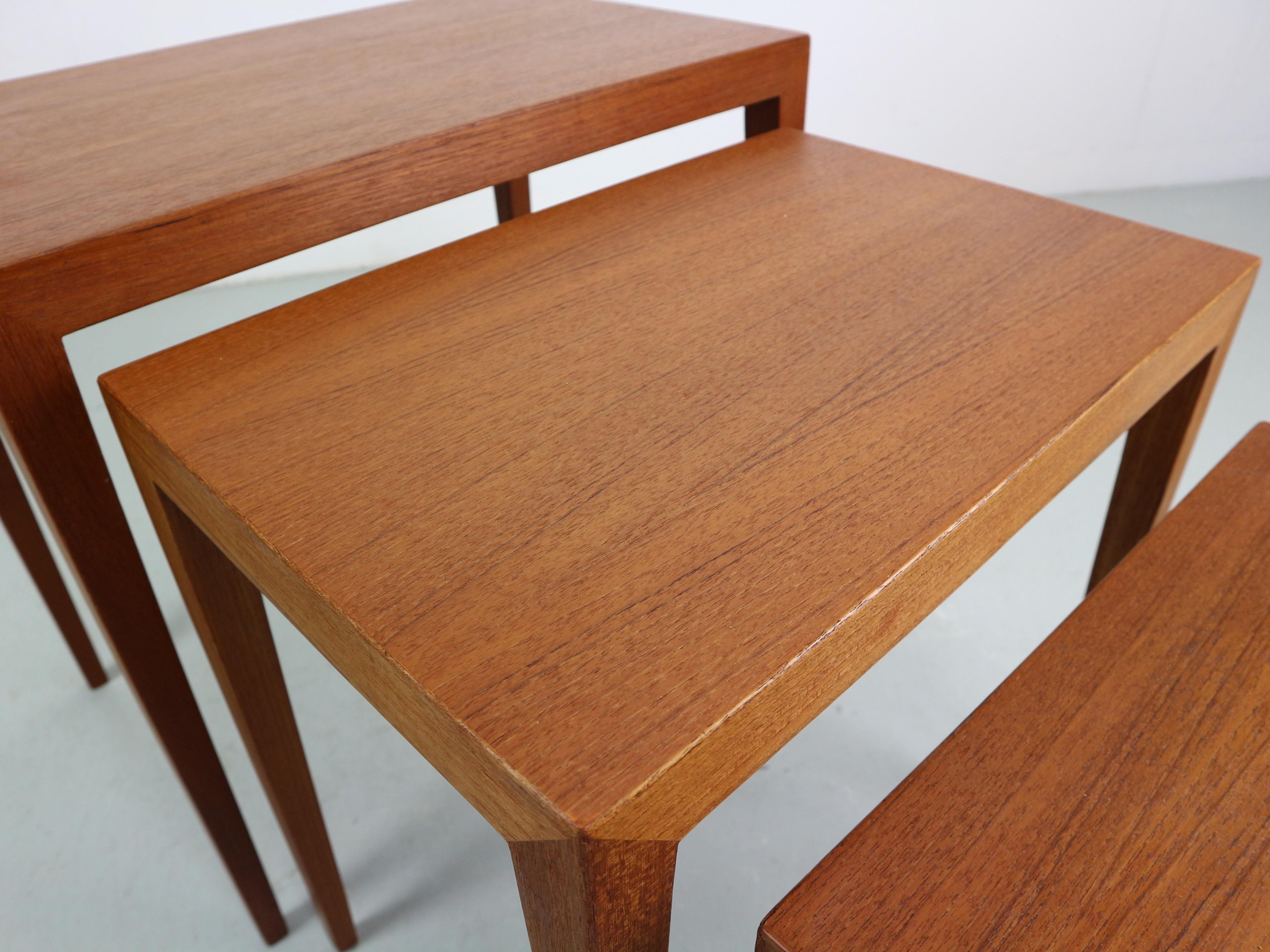 Severin Hansen Nesting Tables Teak Wood Haslev Denmark, 1960 For Sale 1