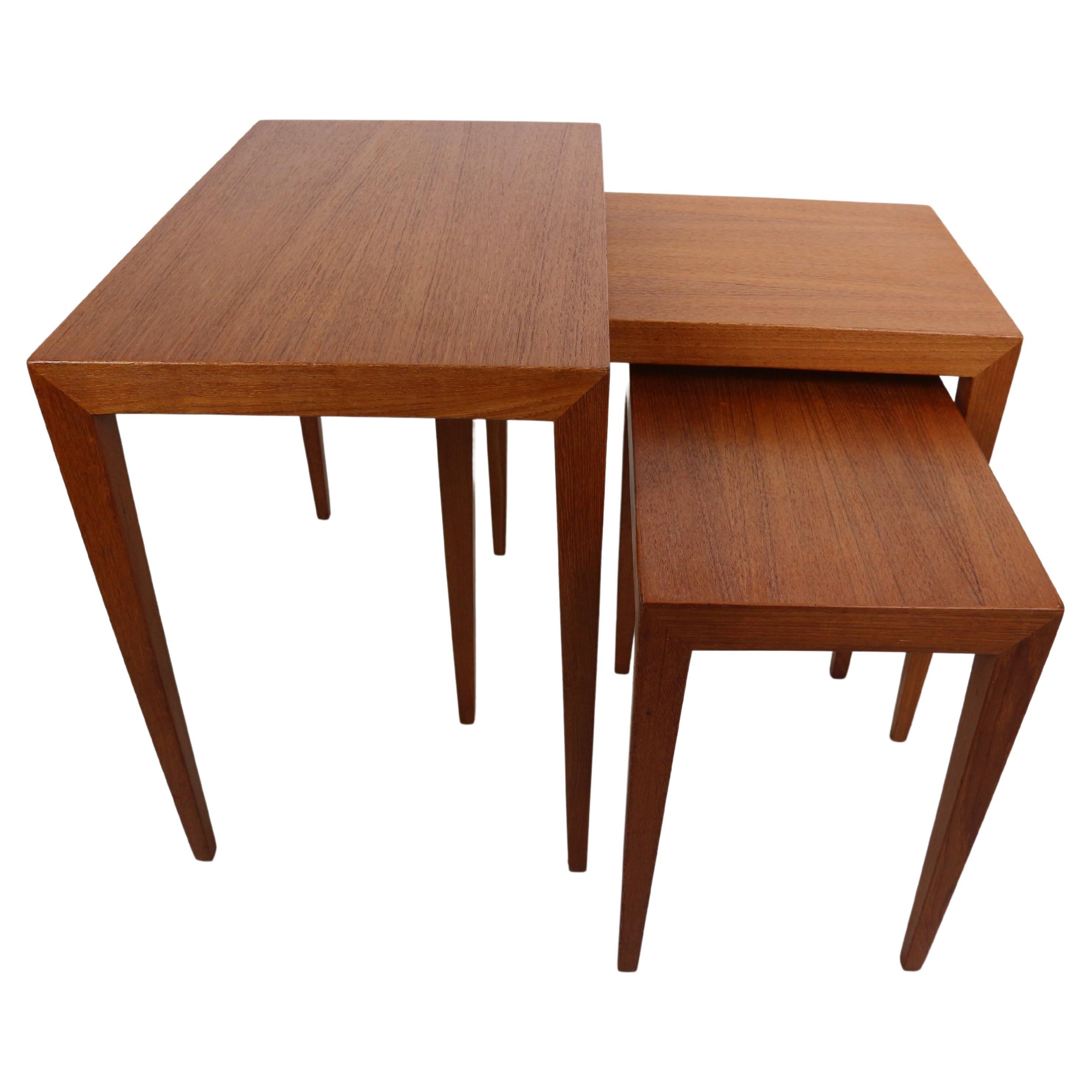 Severin Hansen Nesting Tables Teak Wood Haslev Denmark, 1960 For Sale