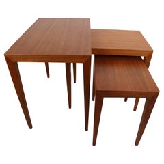 Severin Hansen Nesting Tables Teak Wood Haslev Denmark, 1960