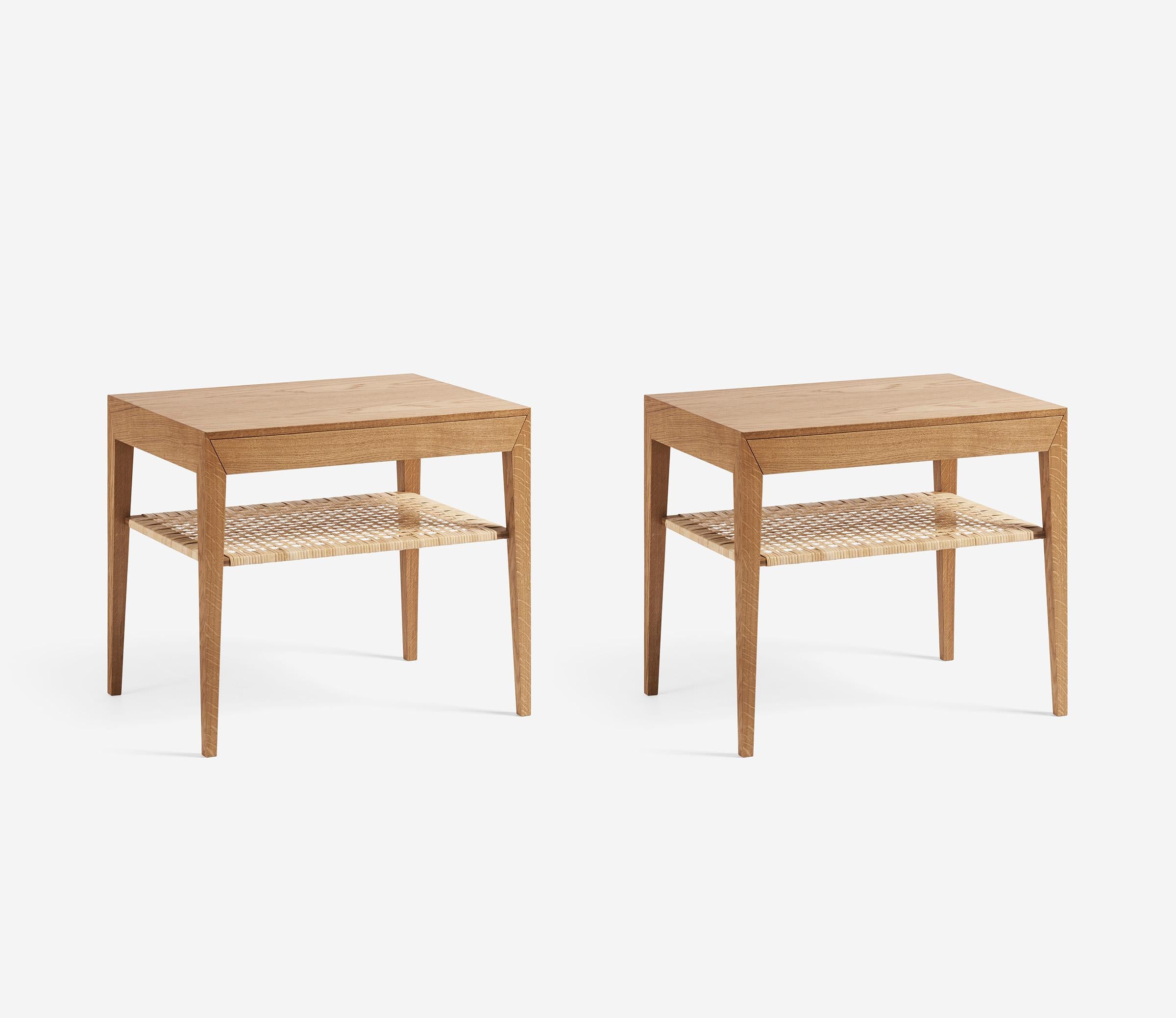 This classic design from Danish master Severin Hansen is one of the finest nightstands from the Scandinavian Modern period. The Model 35 was first designed and produced in 1958 in Denmark by Haslev Mobelsnedkeri. It is now re-launched under