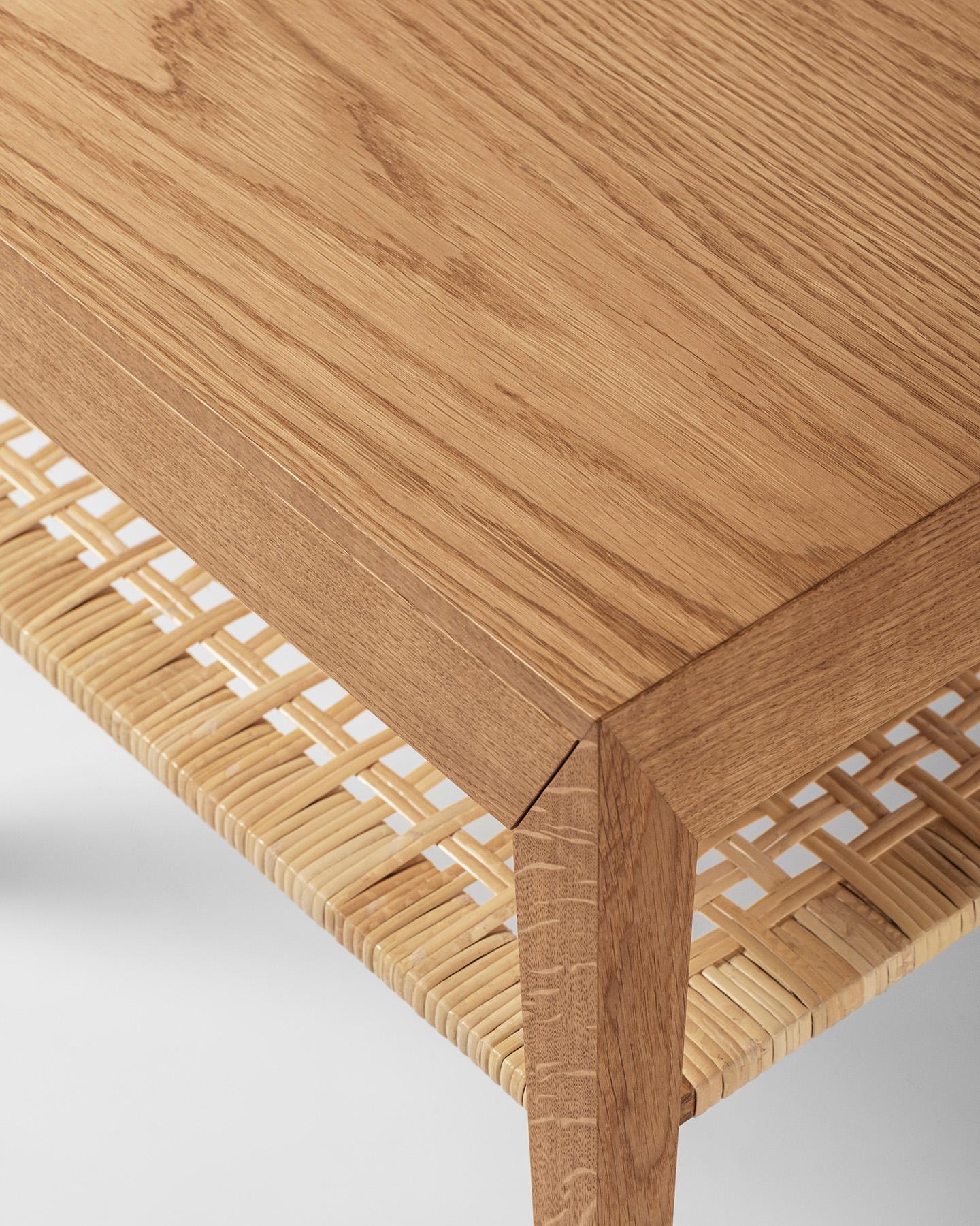 Severin Hansen Model 35 Oak Nightstands with Cane Shelf - New Edition In New Condition For Sale In London, England