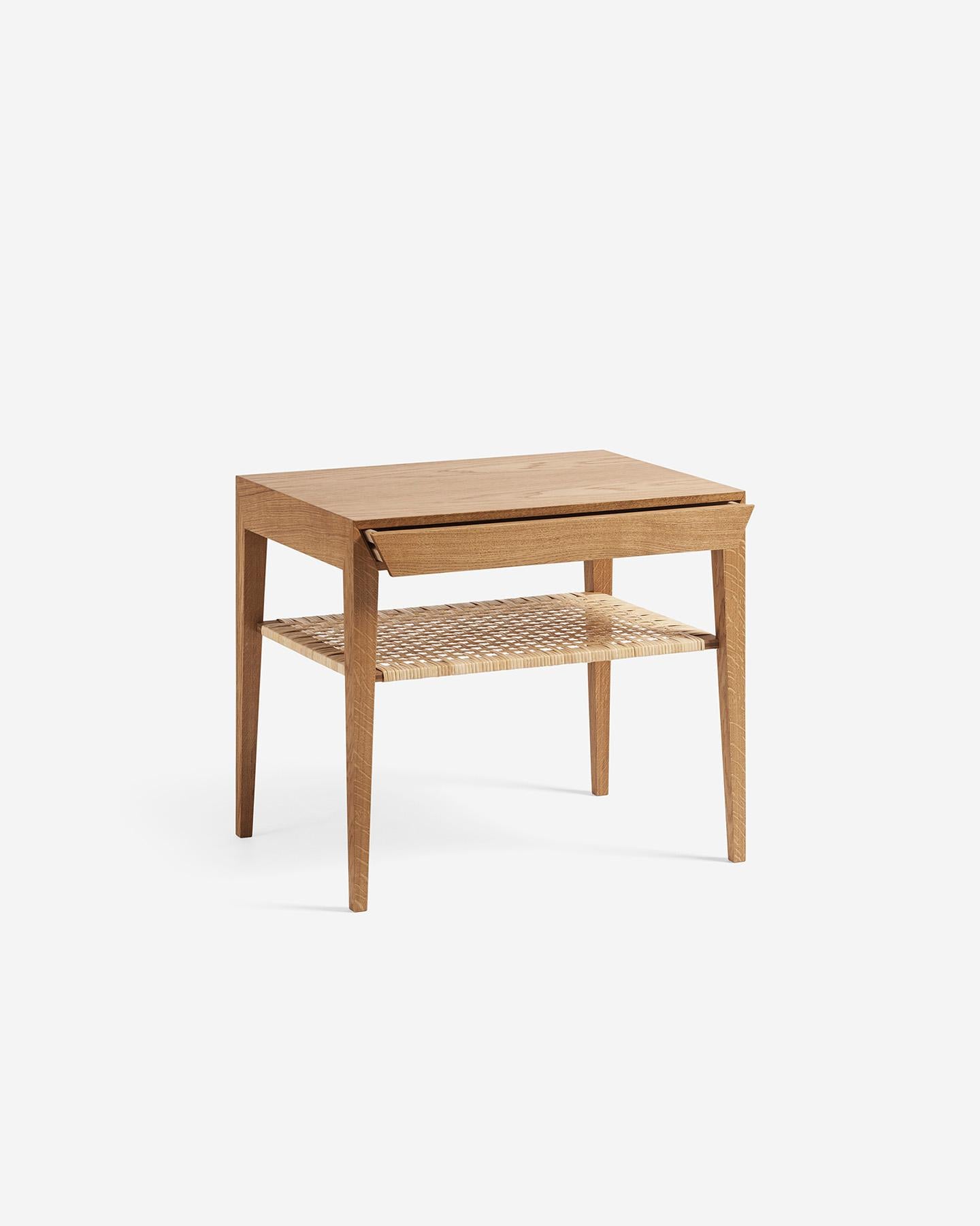 Severin Hansen Model 35 Oak Nightstands with Cane Shelf - New Edition For Sale 3
