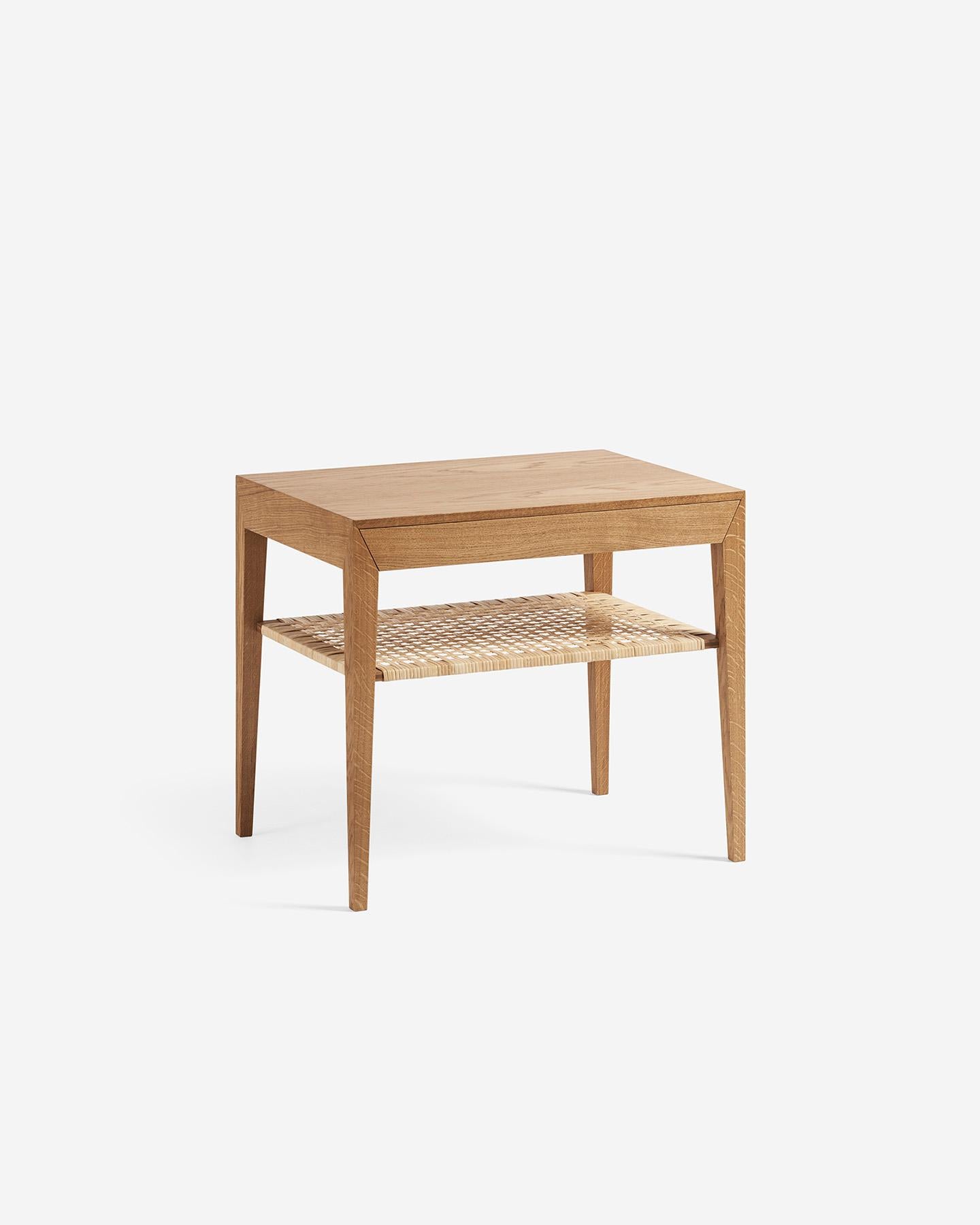 Severin Hansen Model 35 Oak Nightstands with Cane Shelf - New Edition For Sale 2