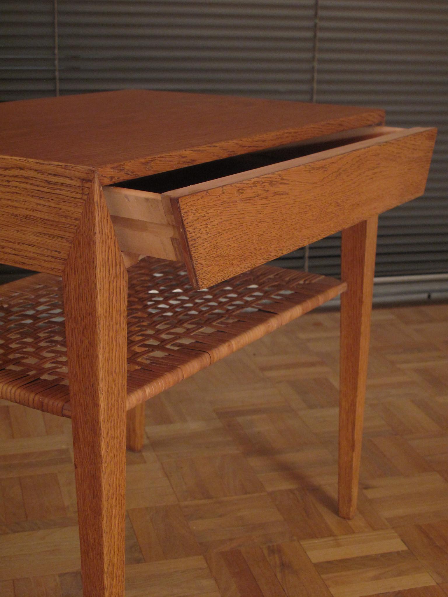 Severin Hansen Oak and Rattan Chest of Drawers Bedside Table 4