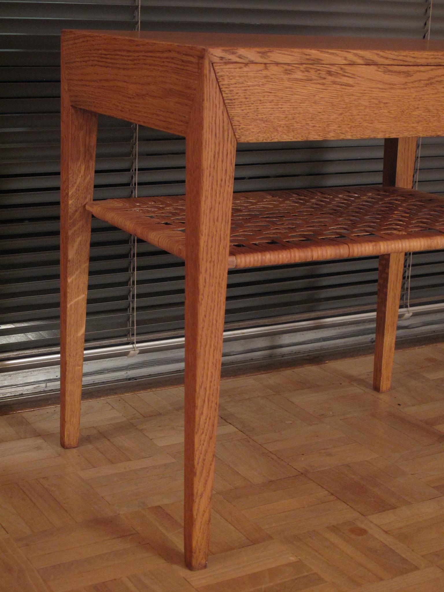 Danish Severin Hansen Oak and Rattan Chest of Drawers Bedside Table