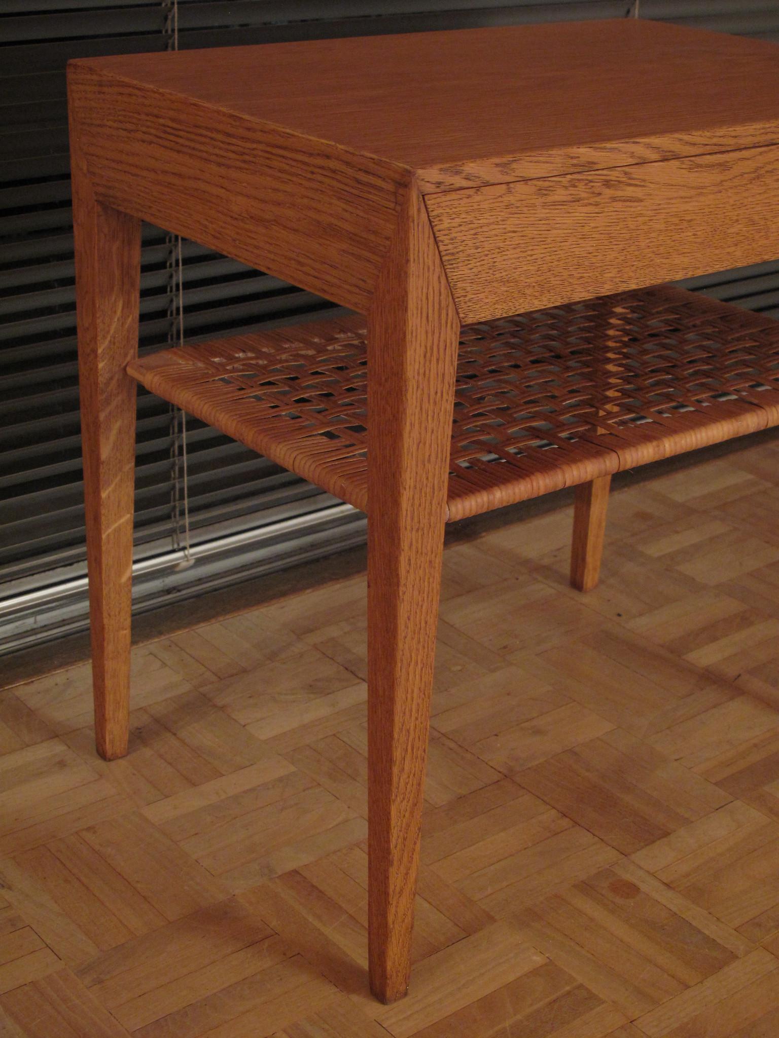 Veneer Severin Hansen Oak and Rattan Chest of Drawers Bedside Table