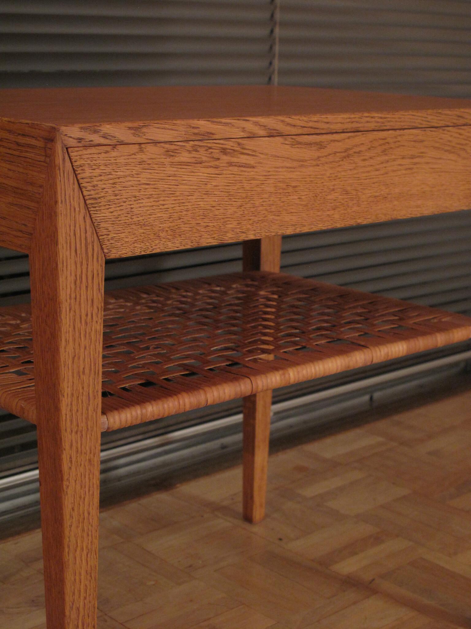 Mid-20th Century Severin Hansen Oak and Rattan Chest of Drawers Bedside Table