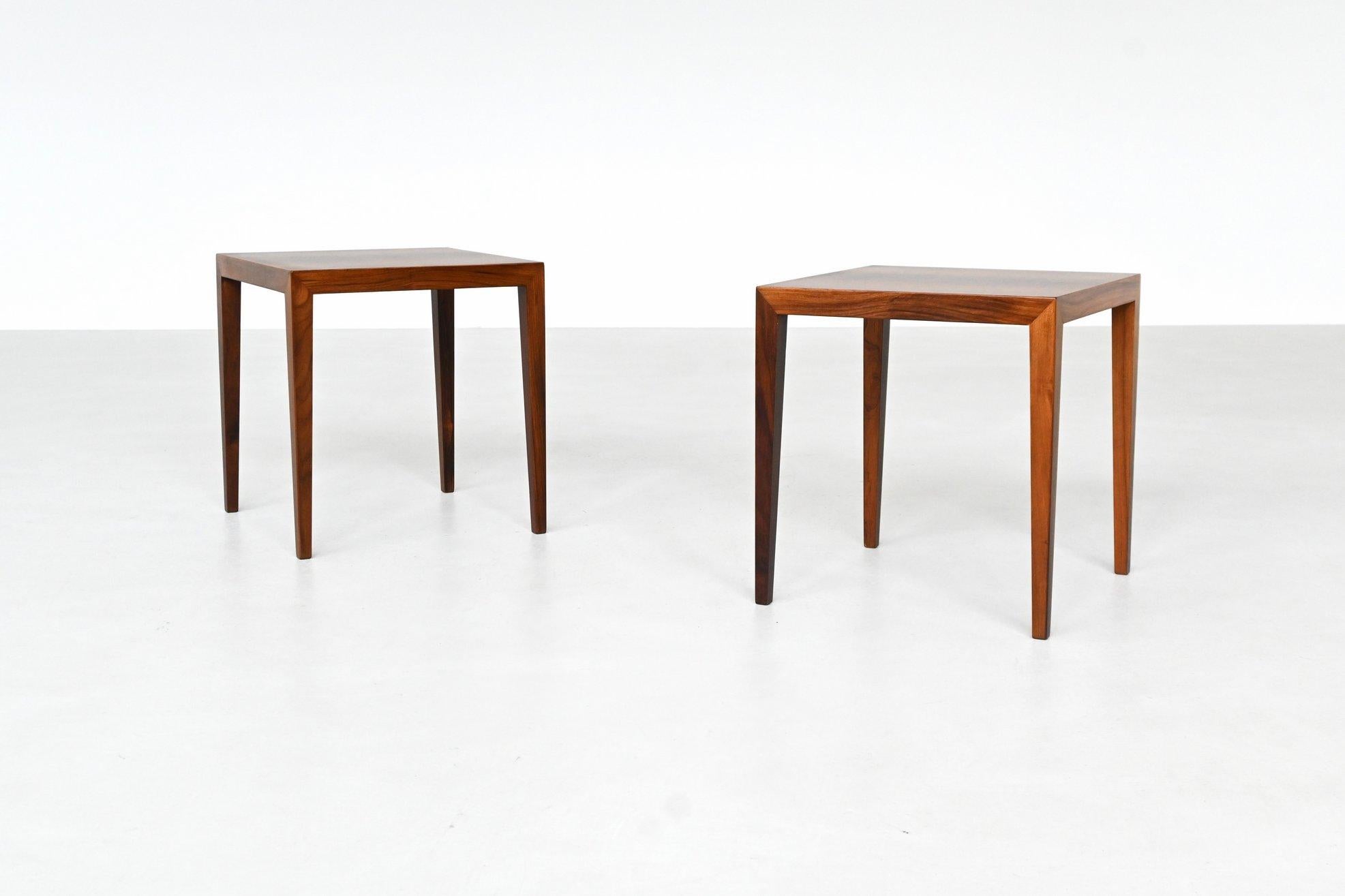 Scandinave moderne Paire de tables d'appoint en palissandre de Severin Hansen Danemark 1960 en vente