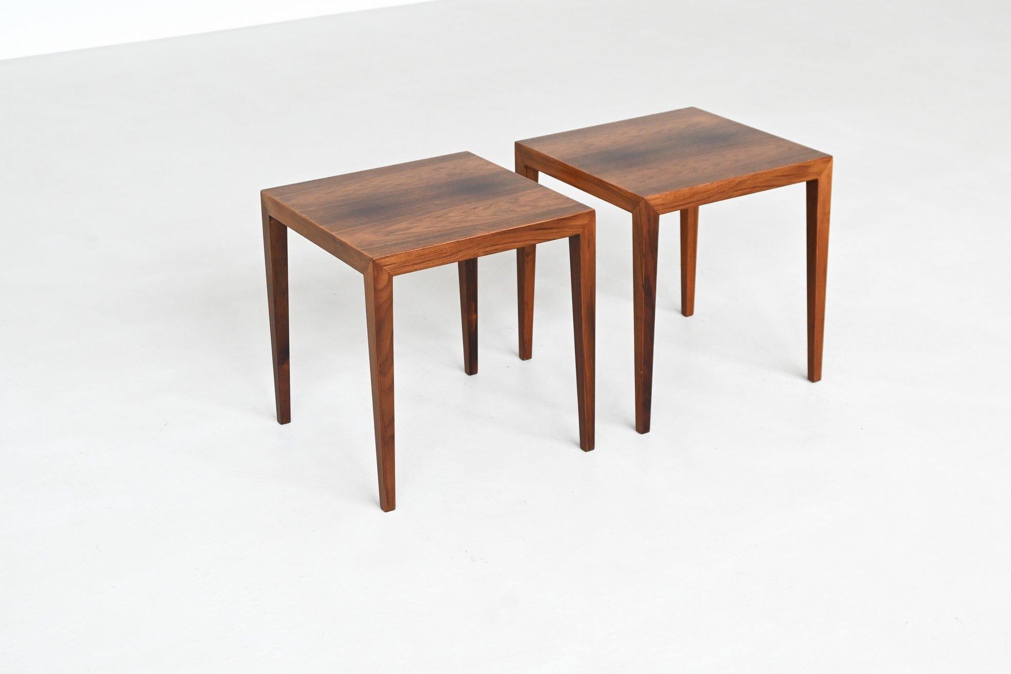 Danois Paire de tables d'appoint en palissandre de Severin Hansen Danemark 1960 en vente