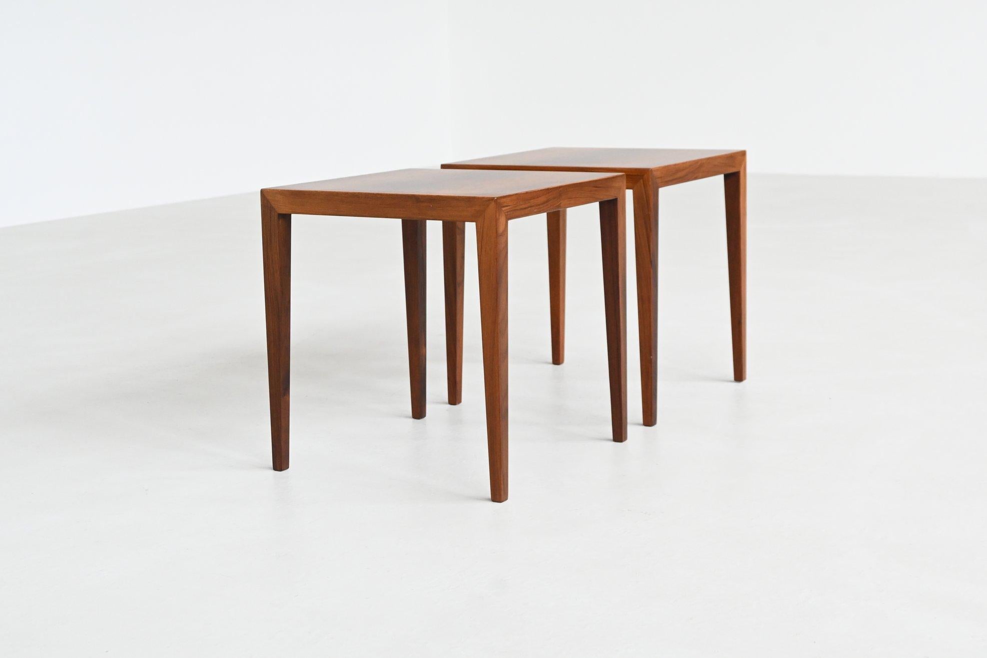 Bois de rose Paire de tables d'appoint en palissandre de Severin Hansen Danemark 1960 en vente