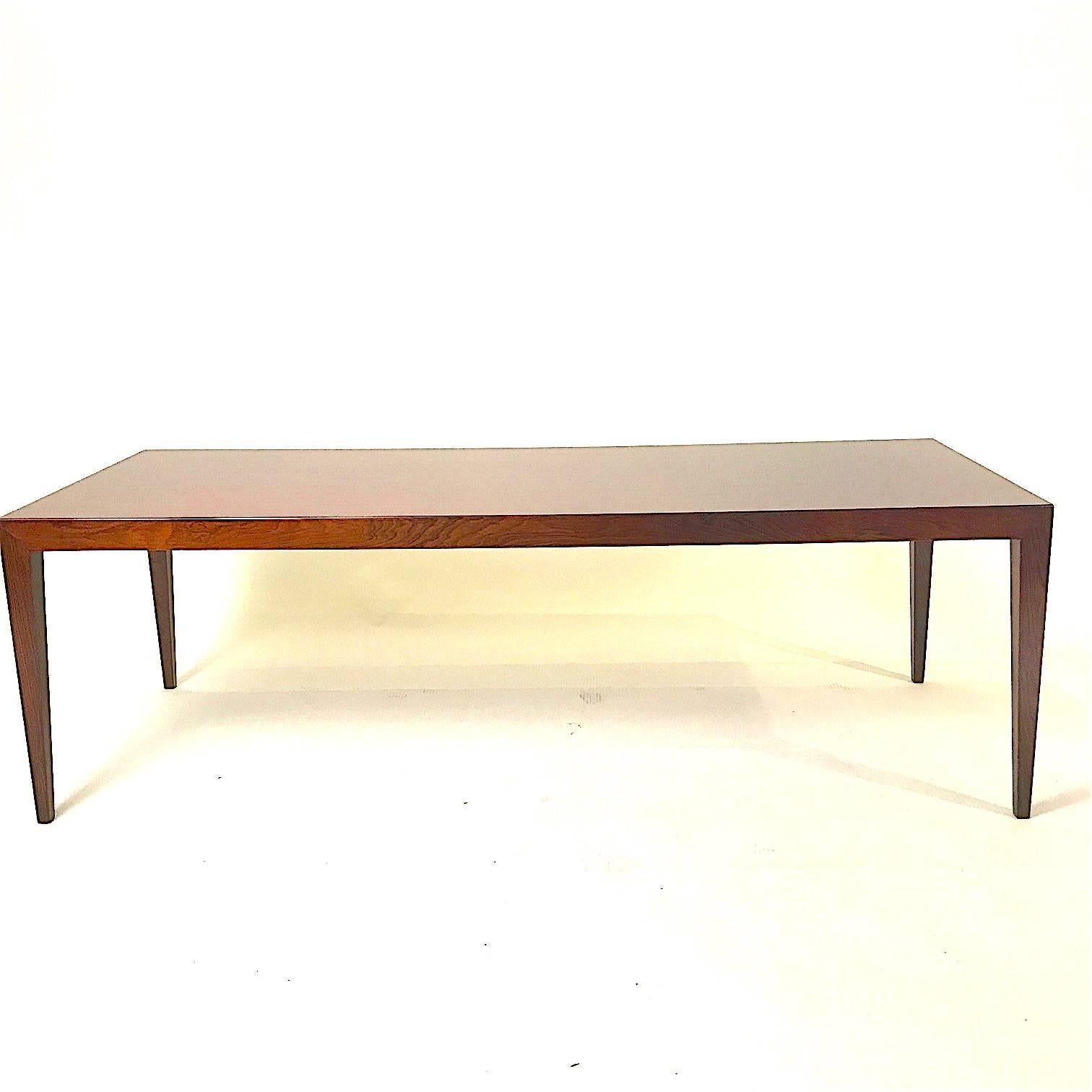 Elegant, classical coffee table by Danish designer Severin Hansen Mid-Century Modern in rosewood.