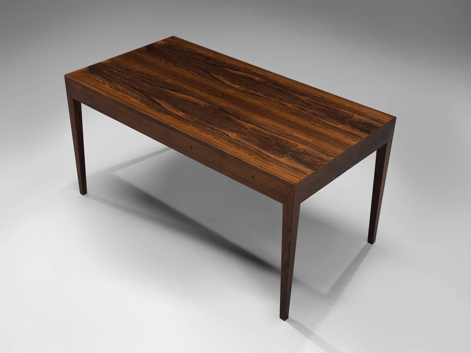 Mid-Century Modern Severin Hansen Rosewood Desk by Haslev