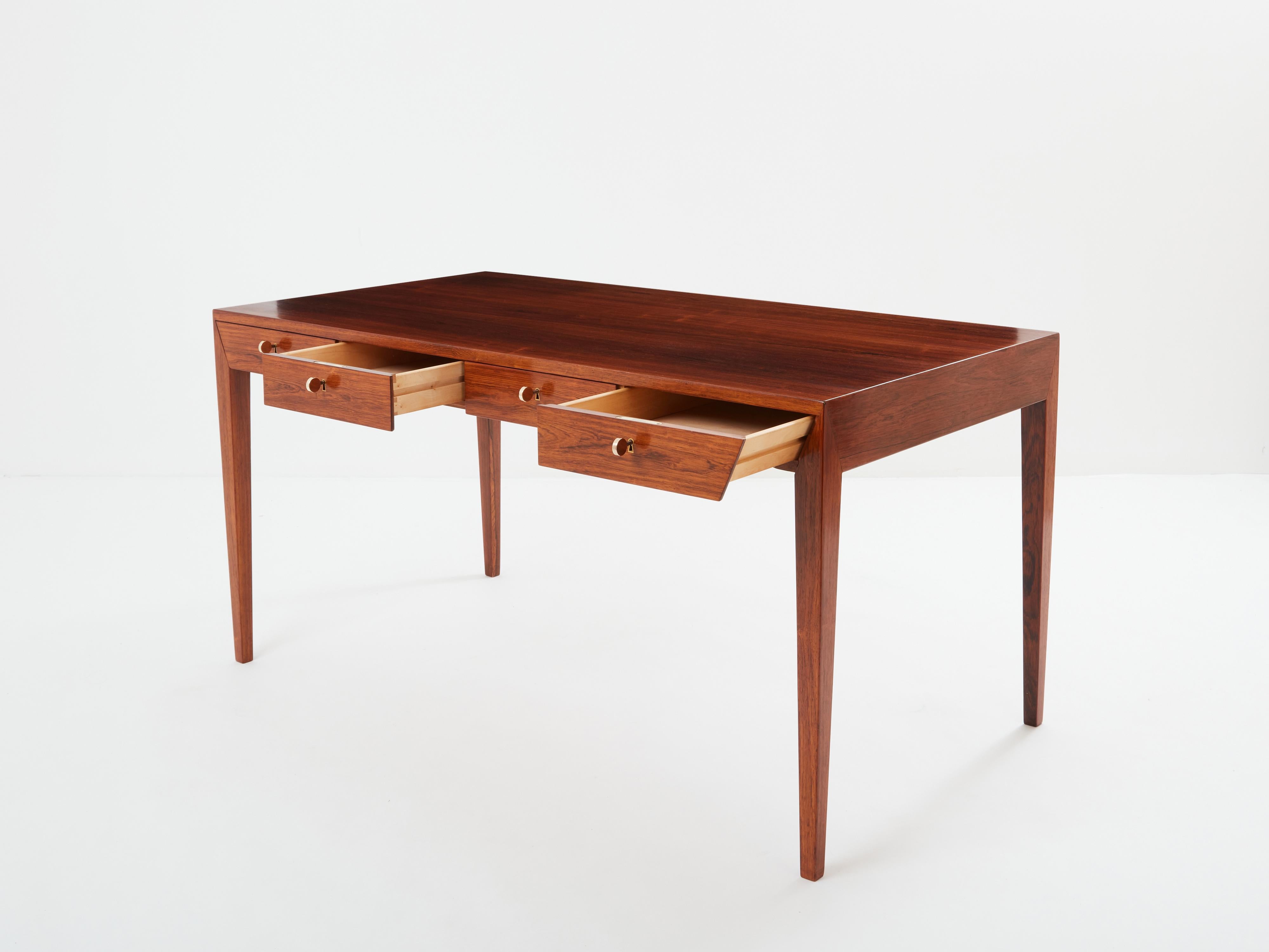 Danish Severin Hansen Rosewood desk table for Haslev Denmark 1960 
