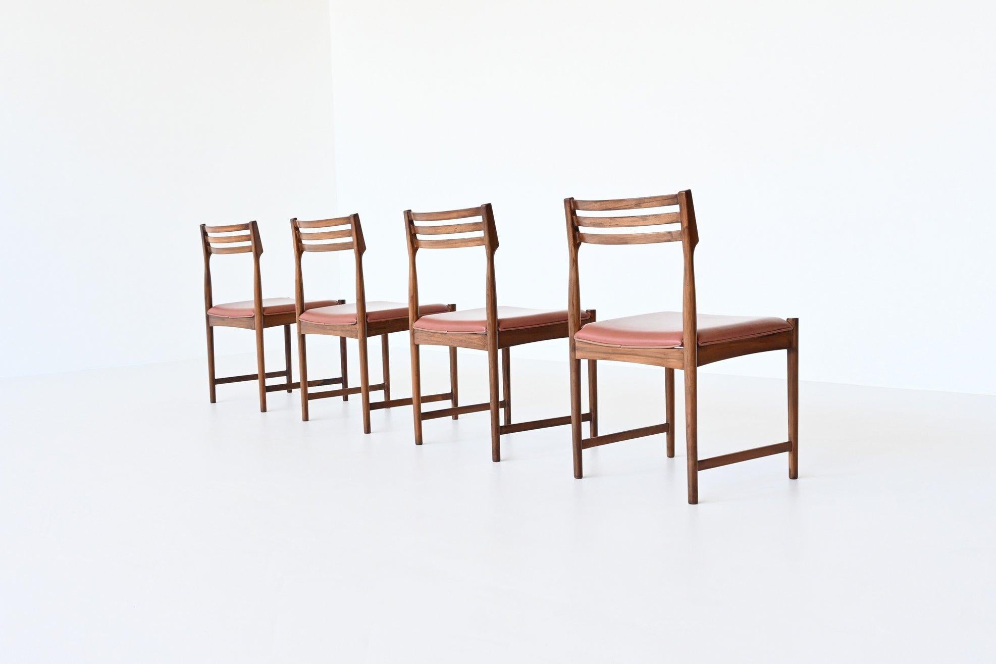 Leather Severin Hansen Rosewood Dining Chairs Bovenkamp Denmark 1960